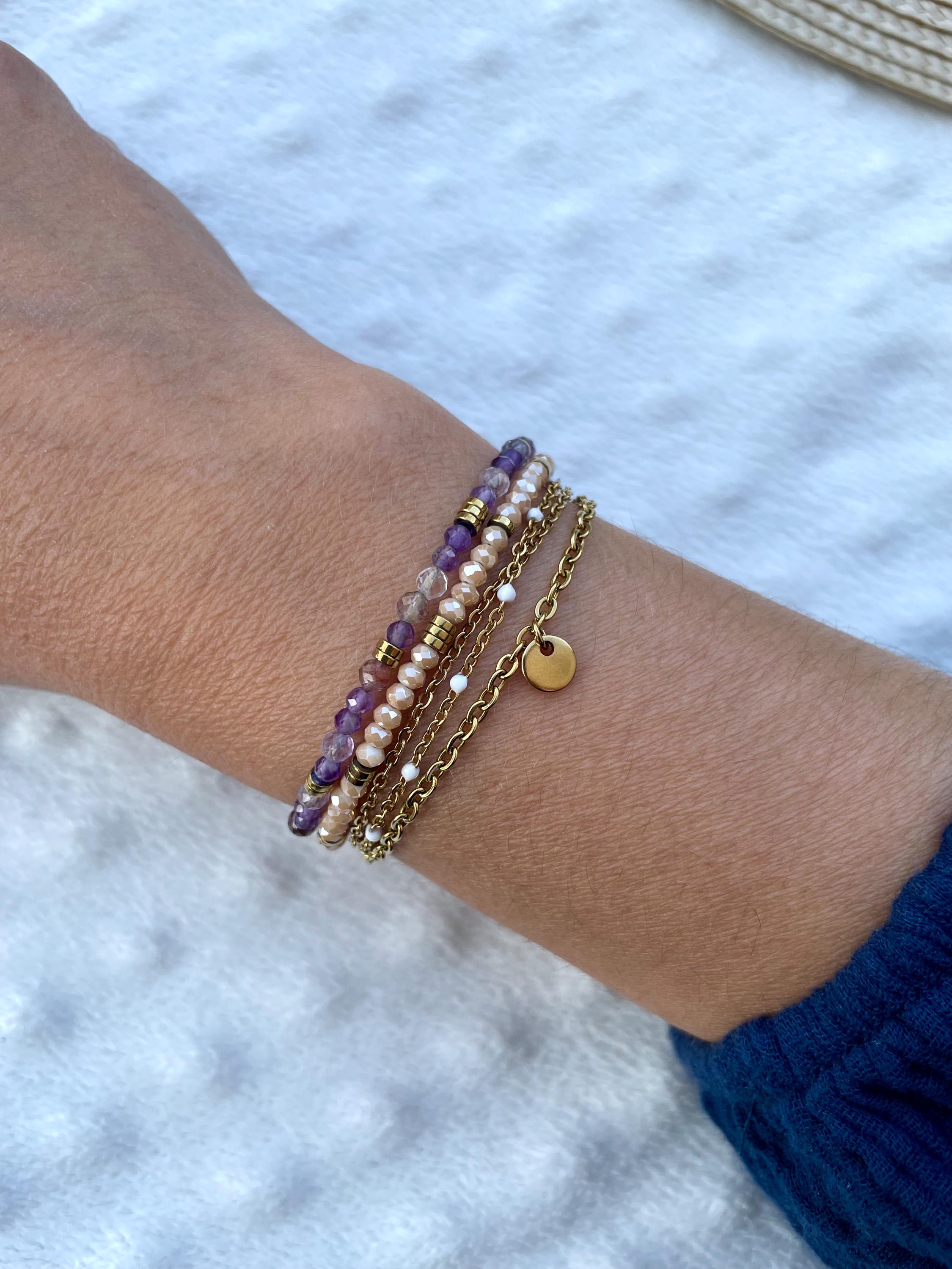 Bracelet Multi Rang Doré – 3 Chaînes & Breloque en Acier Inoxydable