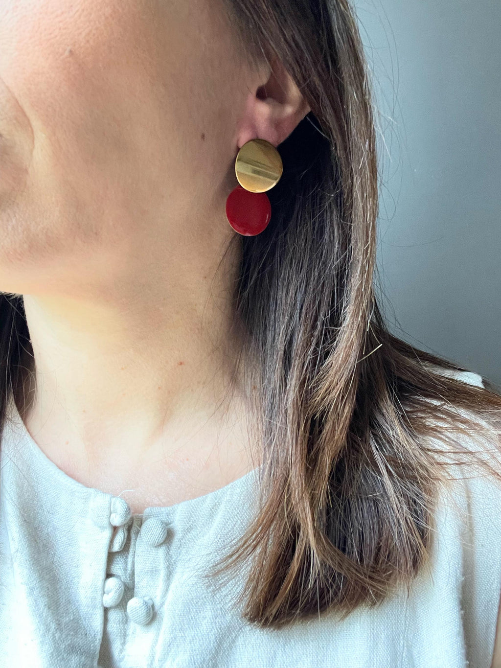 Boucles d'Oreilles Pendantes Rondes en Acier Inoxydable Doré - 4 couleurs au choix