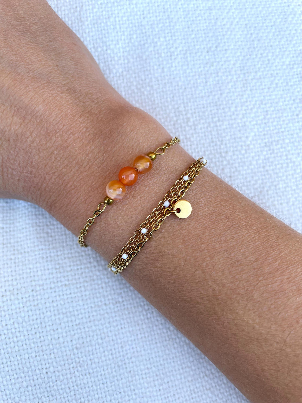 Bracelet Cornaline & Acier Doré – 3 Styles au Choix