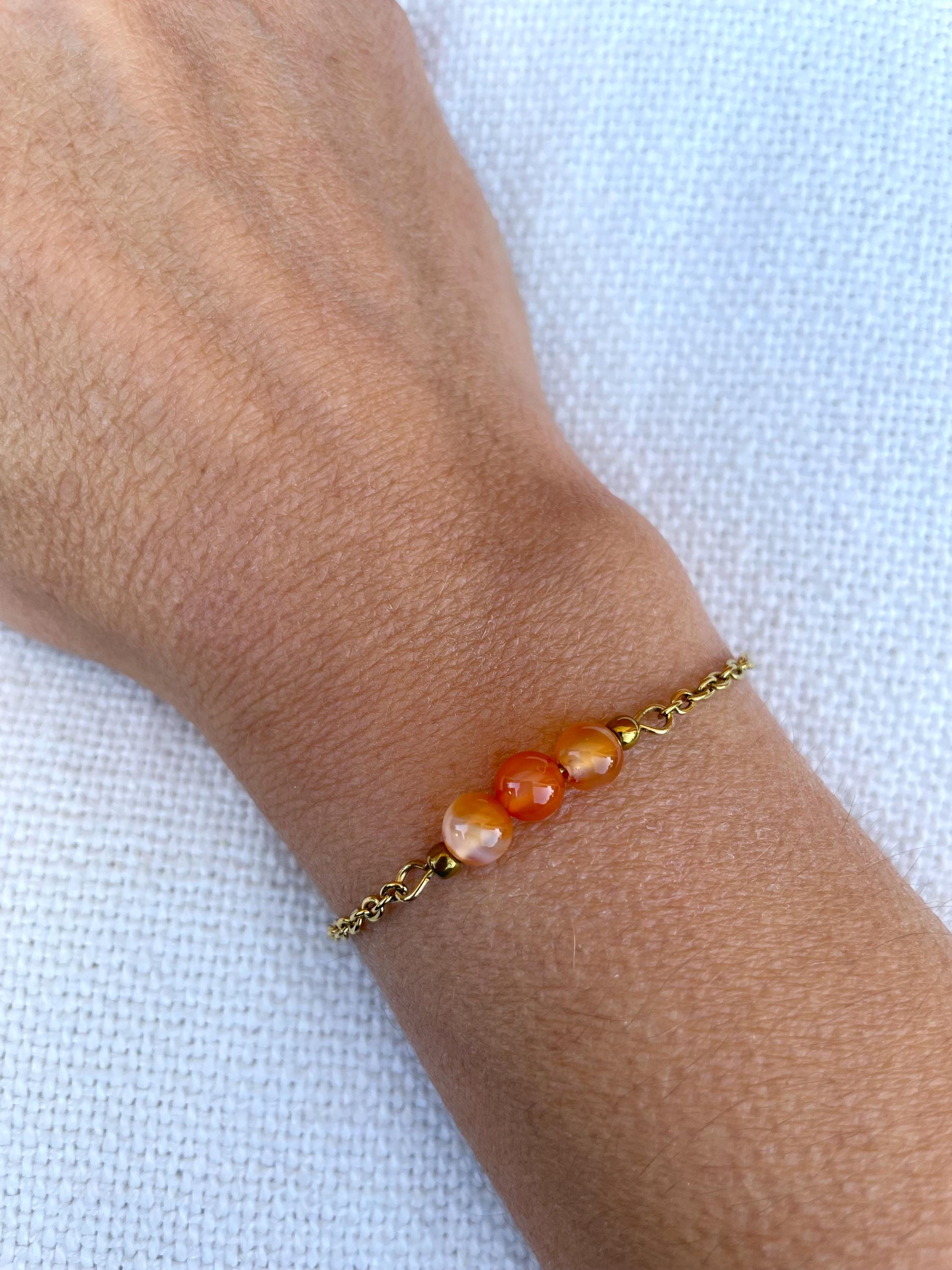 Bracelet Cornaline & Acier Doré – 3 Styles au Choix