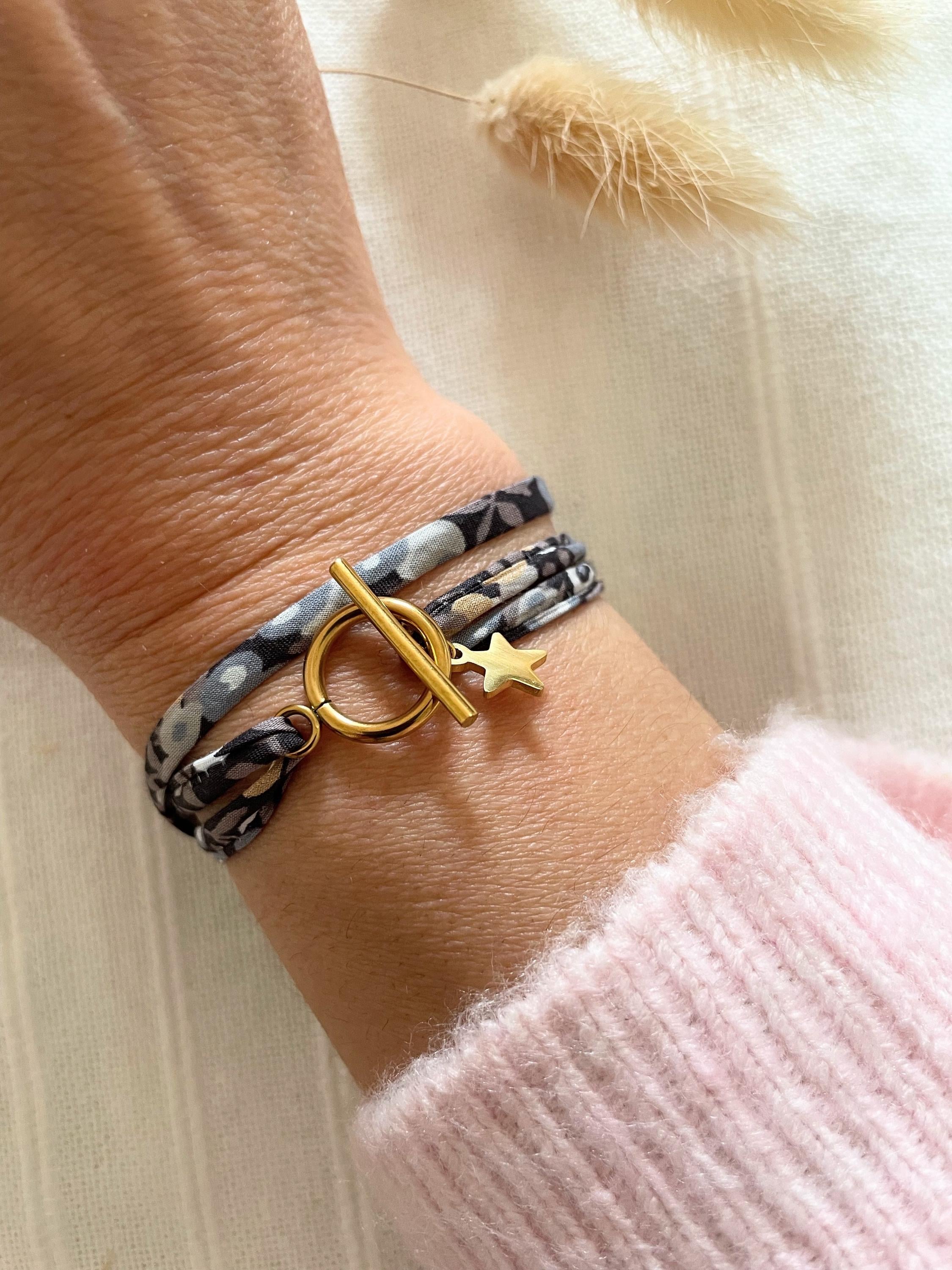 Bracelet Tissu Coton Coloré & Fermoir Doré – 6 Coloris