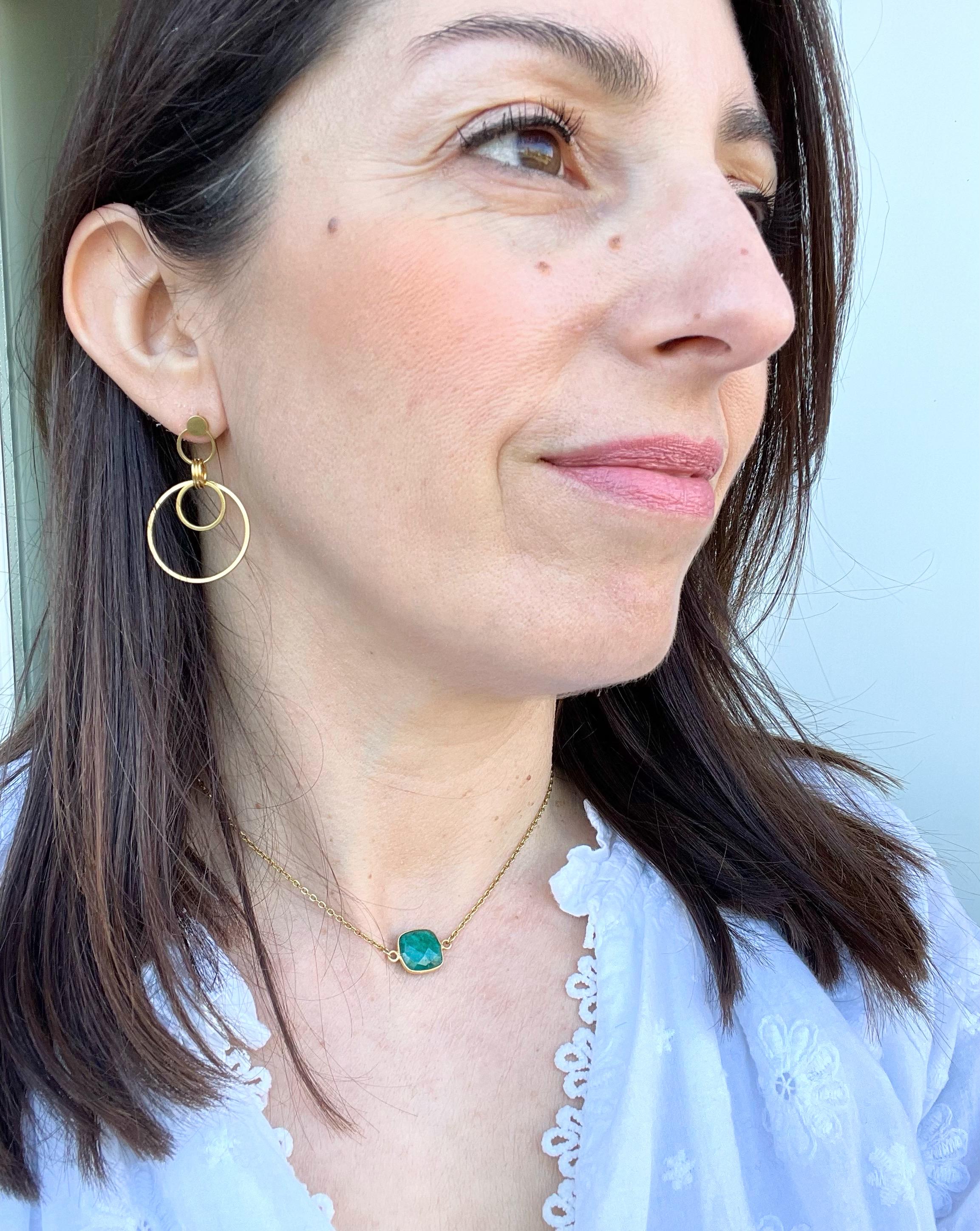 Boucles d'Oreilles Anneaux Dorés Multi-Cercles en Acier Inoxydable