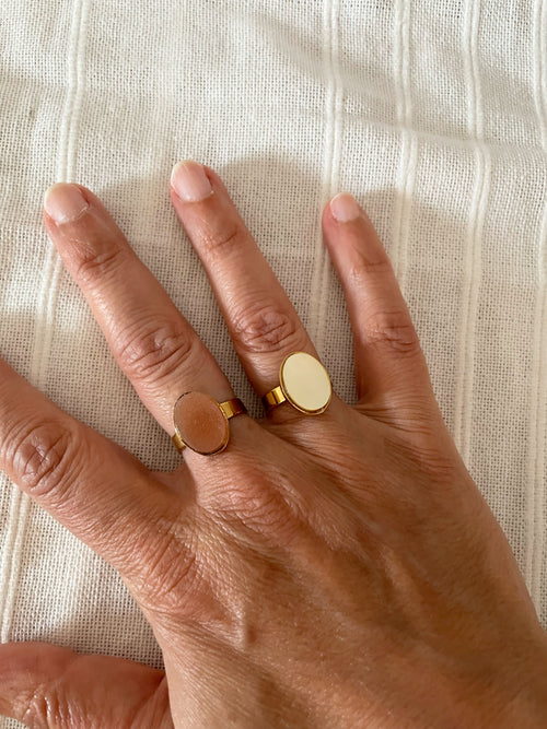 Bague Ajustable Pierre en Acier Inoxydable Doré - 2 au choix