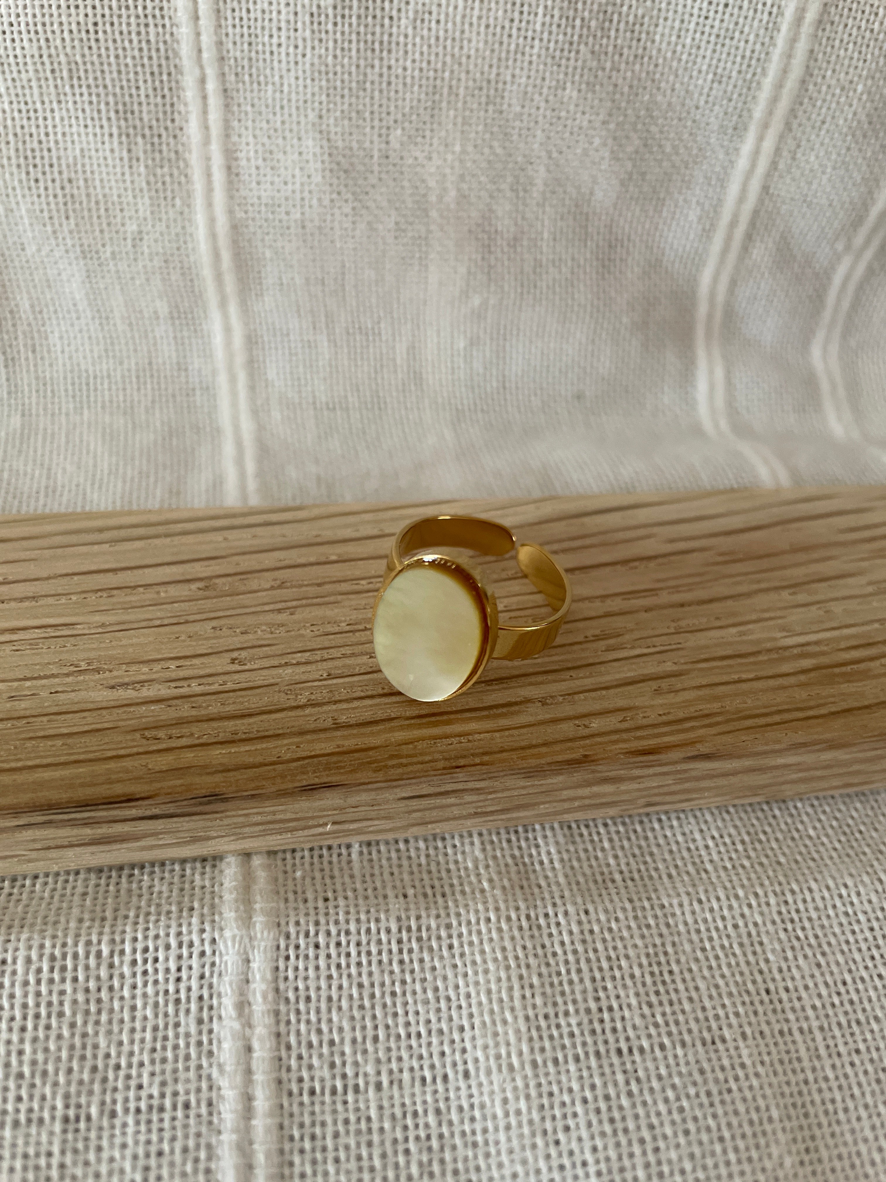 Bague Ajustable Pierre en Acier Inoxydable Doré - 2 au choix