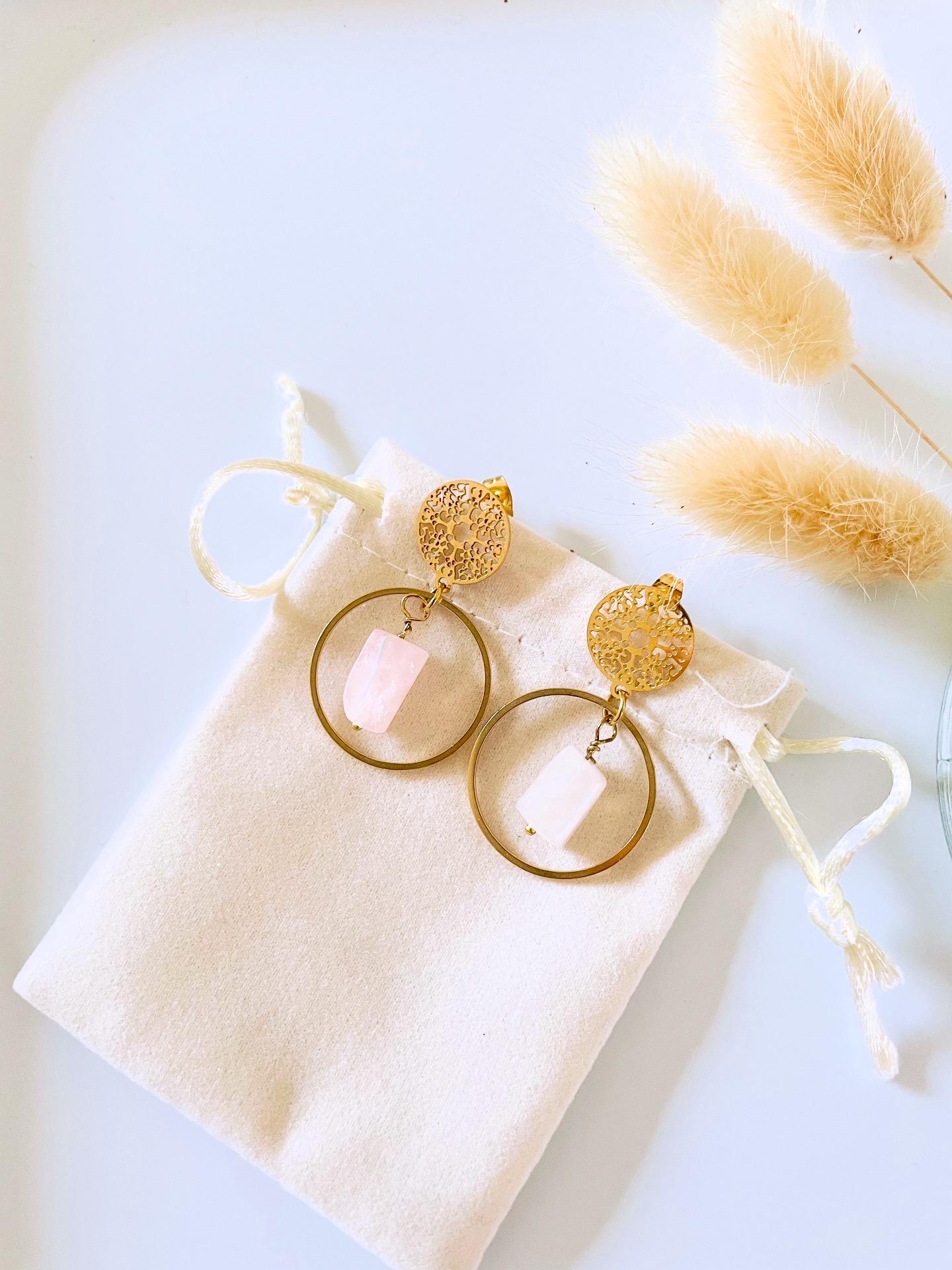 Boucles d'oreilles Pierres Naturelles – Acier Inoxydable - 4 couleurs différentes au choix