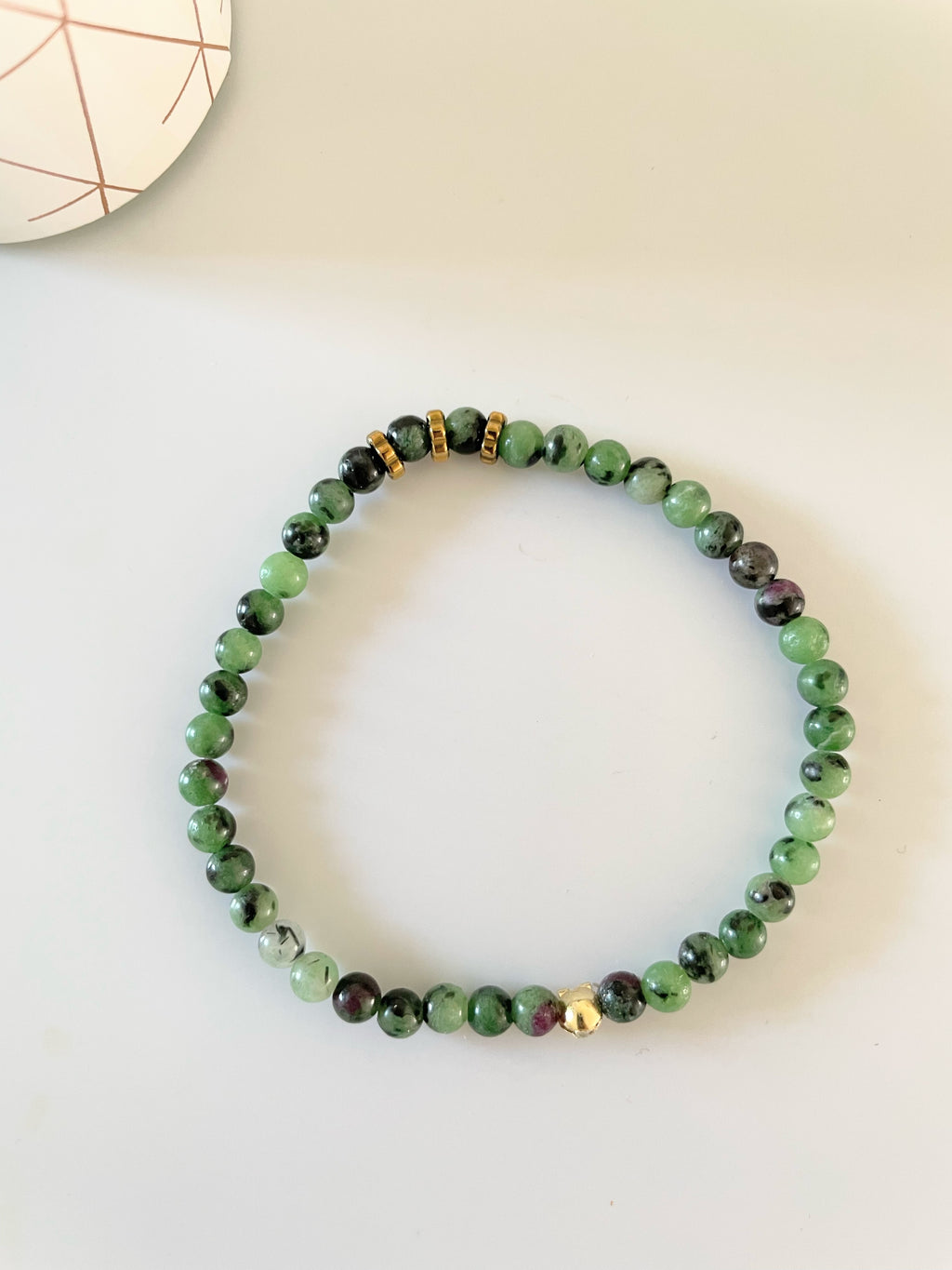 Bracelet Zoisite Vert & Hématites – Acier Inoxydable Doré – 2 Styles au Choix