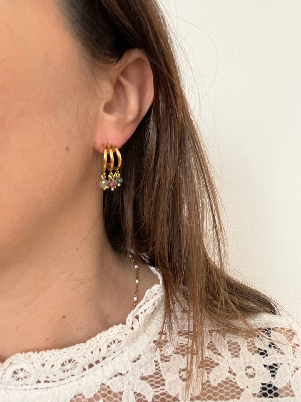 Boucles D'oreilles Pierres Naturelles – Acier Inoxydable doré