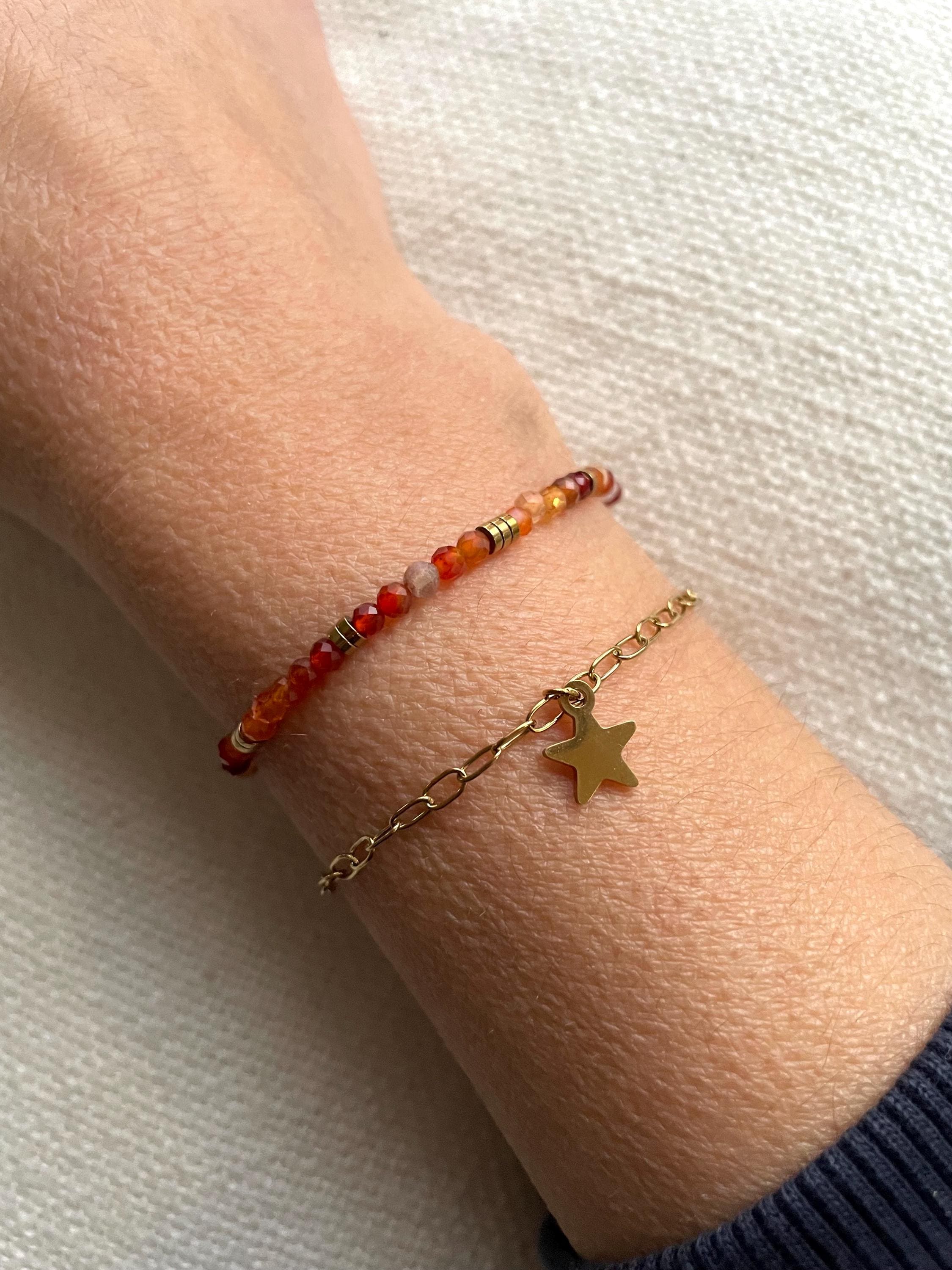 Bracelet Cornaline & Acier Doré – 3 Styles au Choix