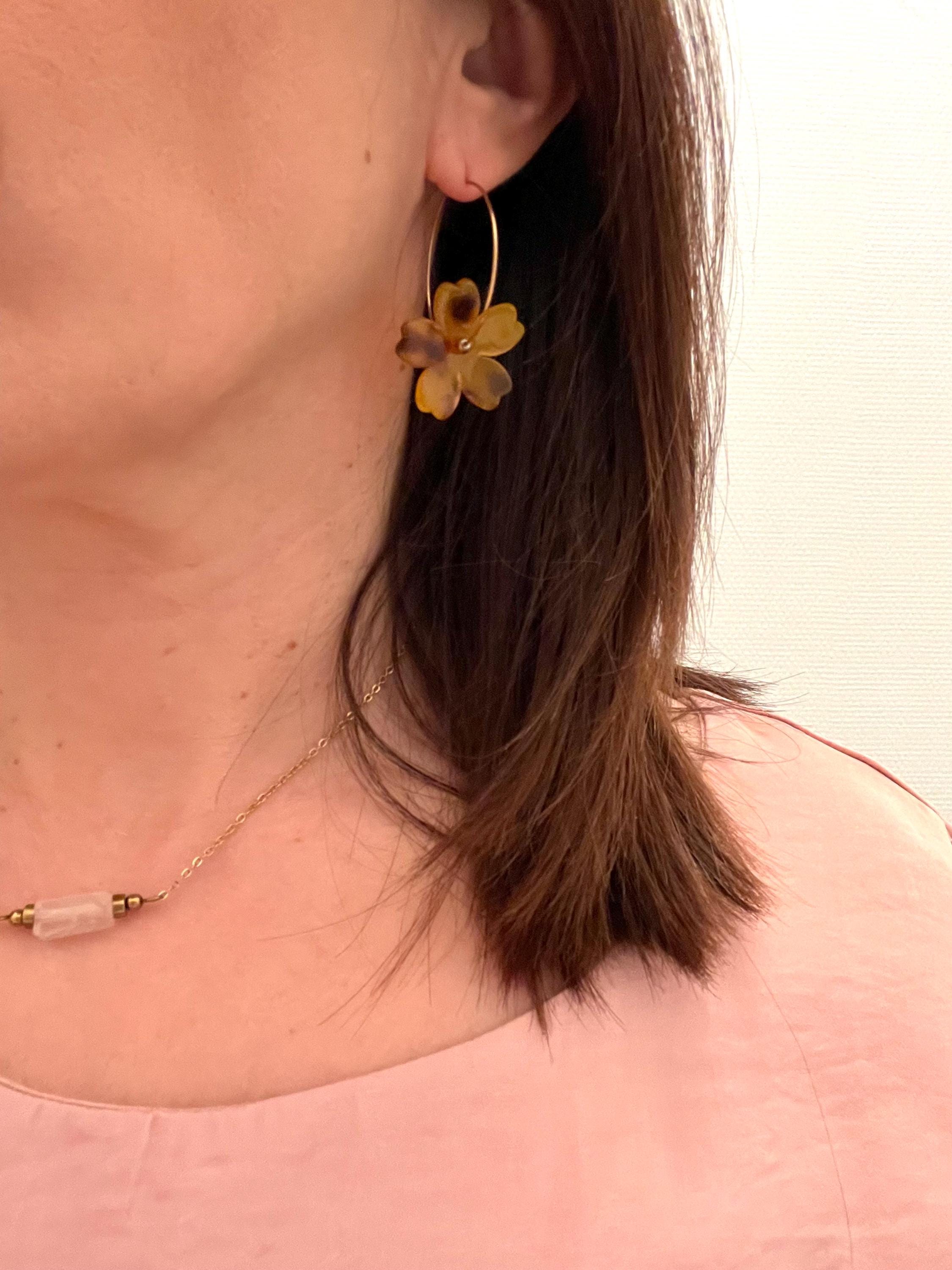 Collier Ras de Cou Quartz Rose - Acier Inoxydable Doré