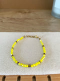 Bracelet Fin Jaune – Perles Facettées ou Breloques – Acier Inoxydable Doré