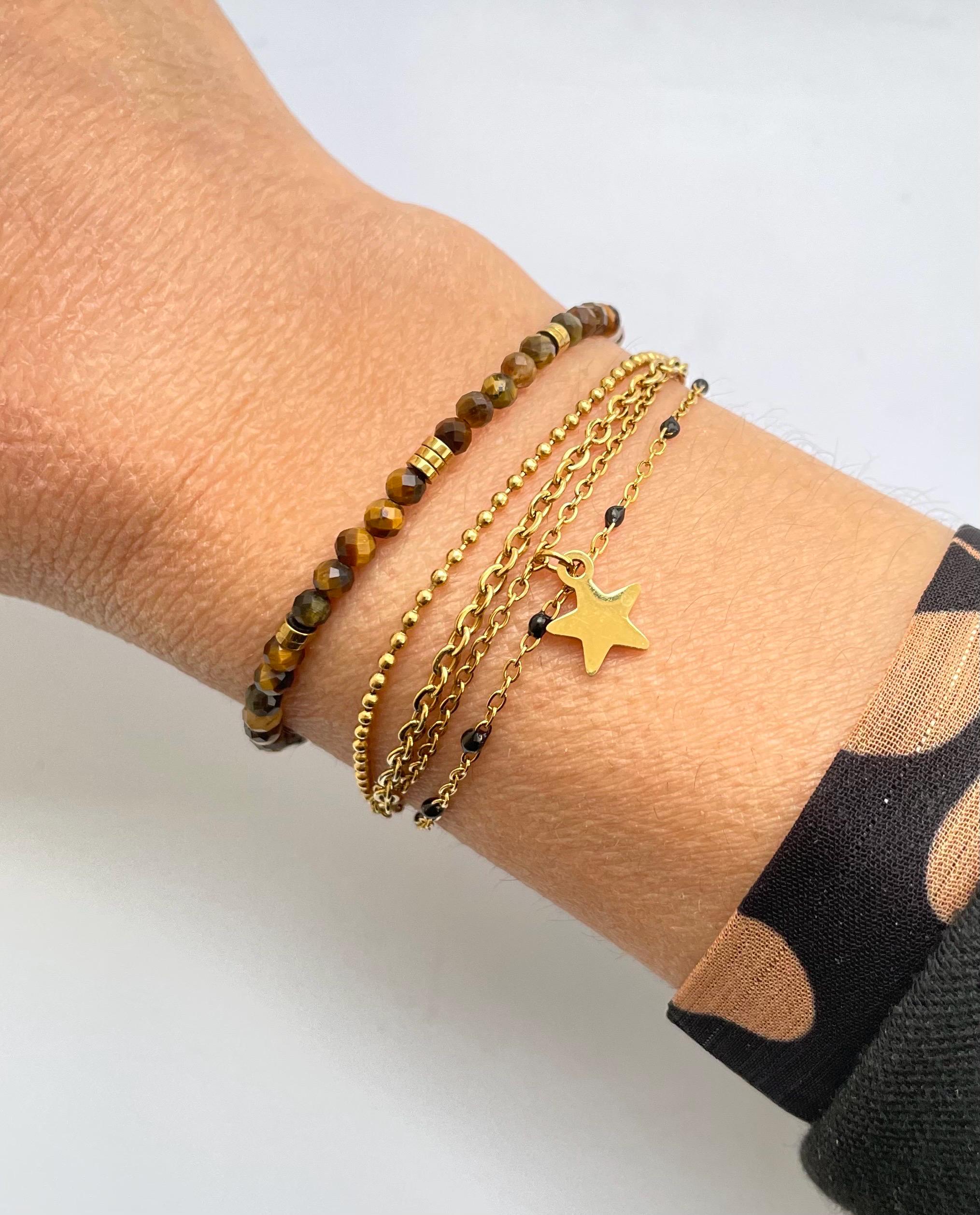 Bracelet Multi Rang Doré Pampille Étoile – Acier Inoxydable