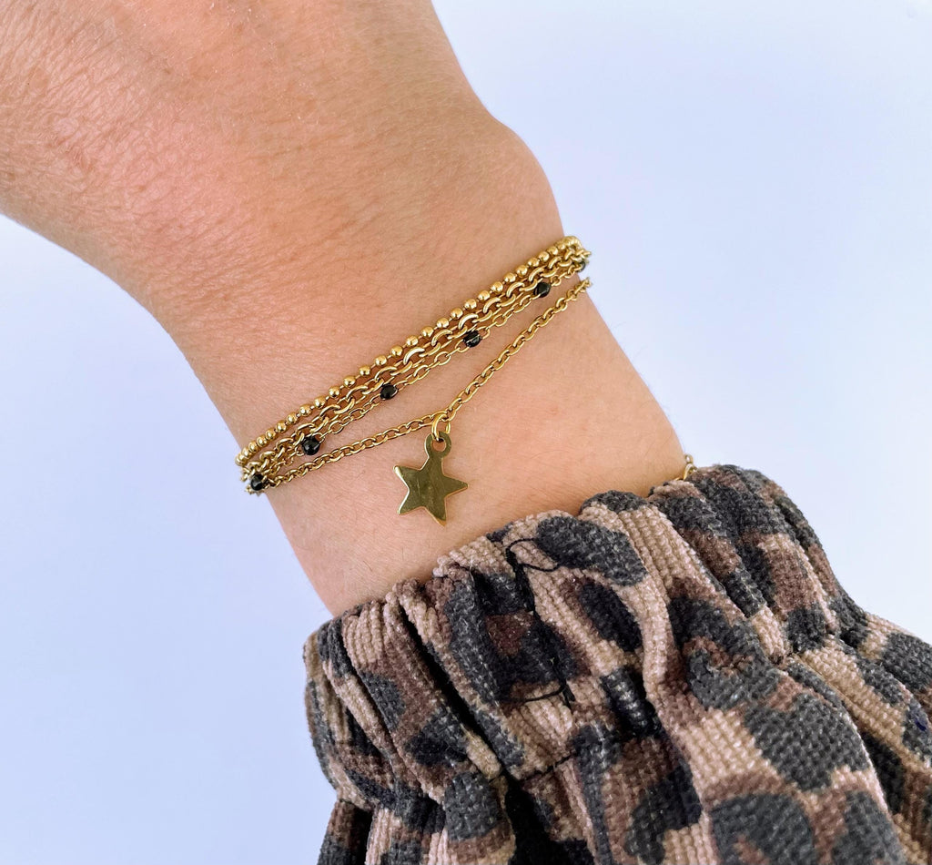 Bracelet Multi Rang Doré Pampille Étoile – Acier Inoxydable