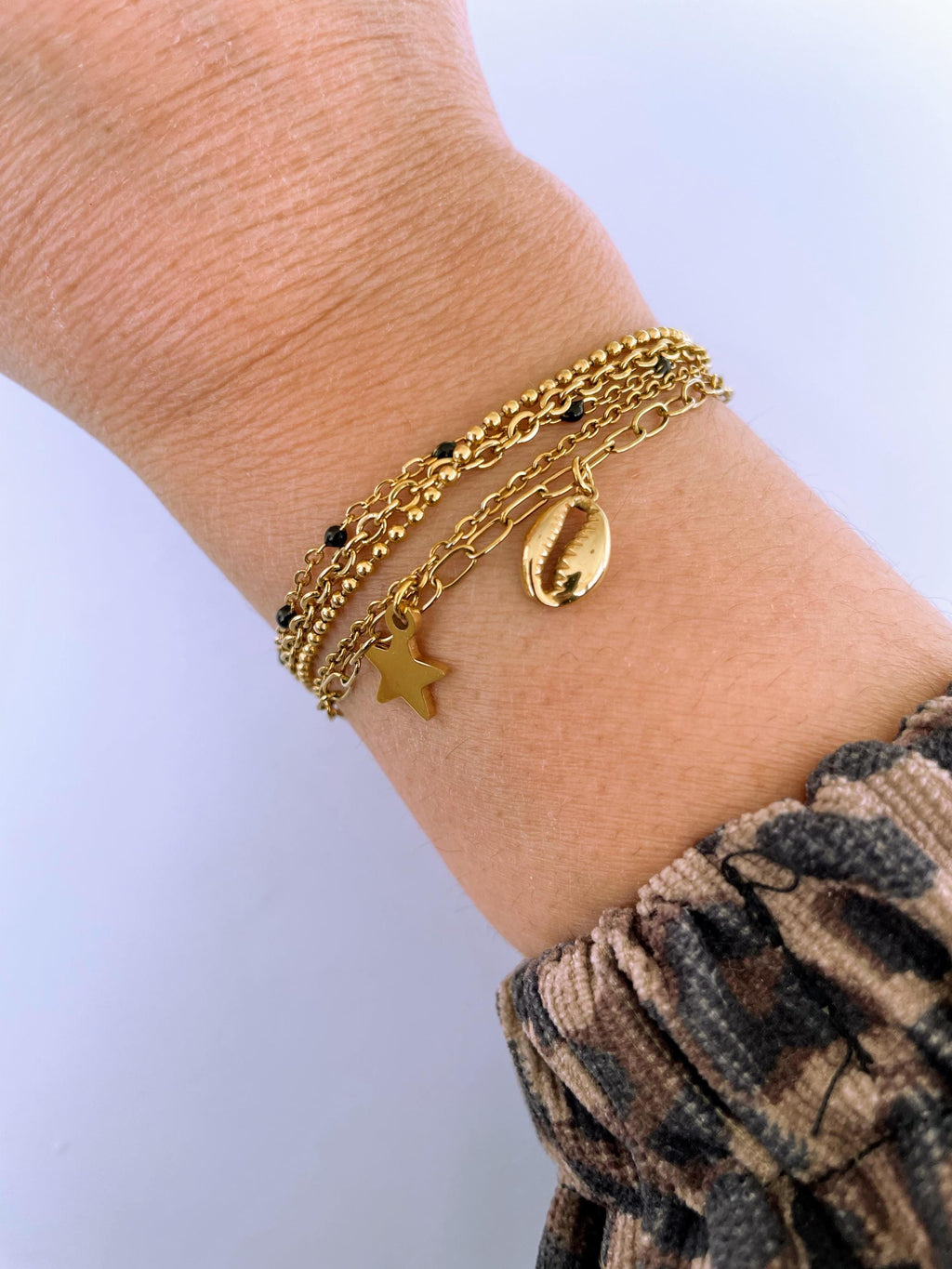 Bracelet Multi Rang Doré Pampille Étoile – Acier Inoxydable