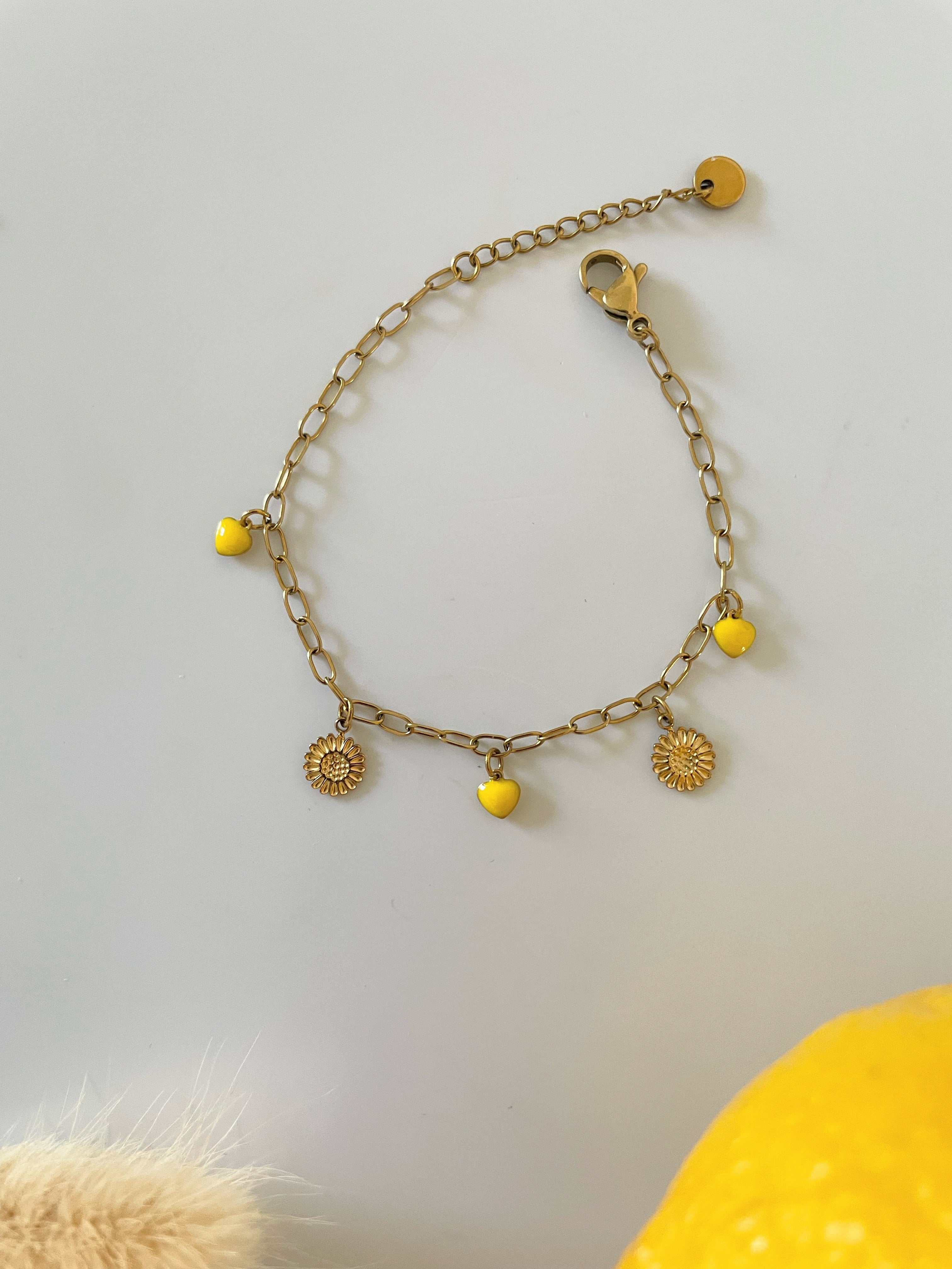 Bracelet Fin Jaune – Perles Facettées ou Breloques – Acier Inoxydable Doré