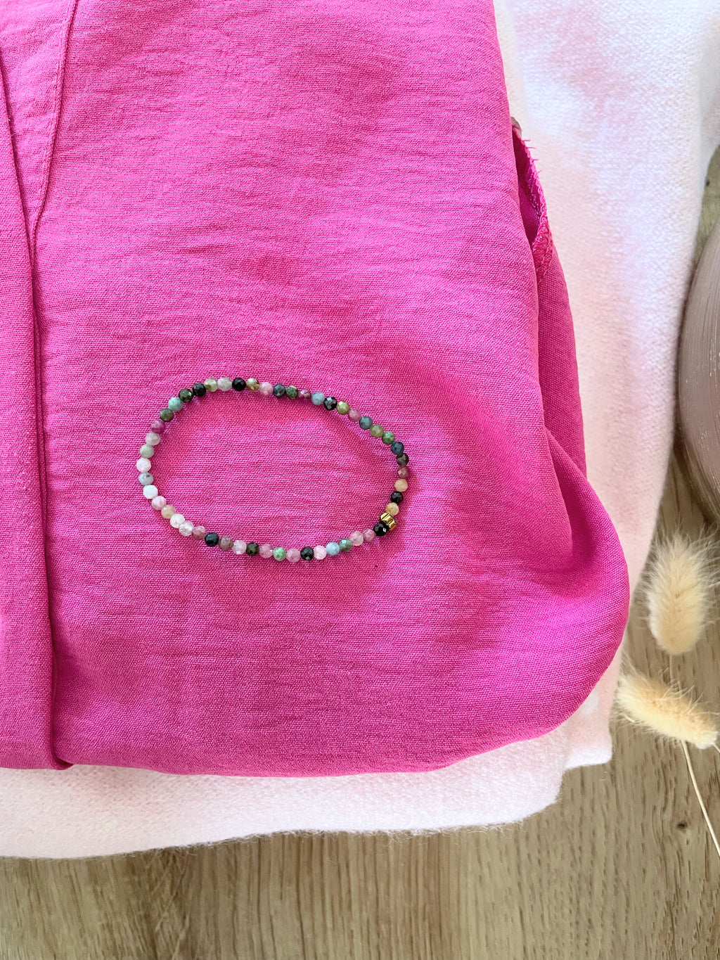 Bracelet multicolore pierre tourmaline Hématites – Acier Inoxydable Doré – 2 Styles au Choix