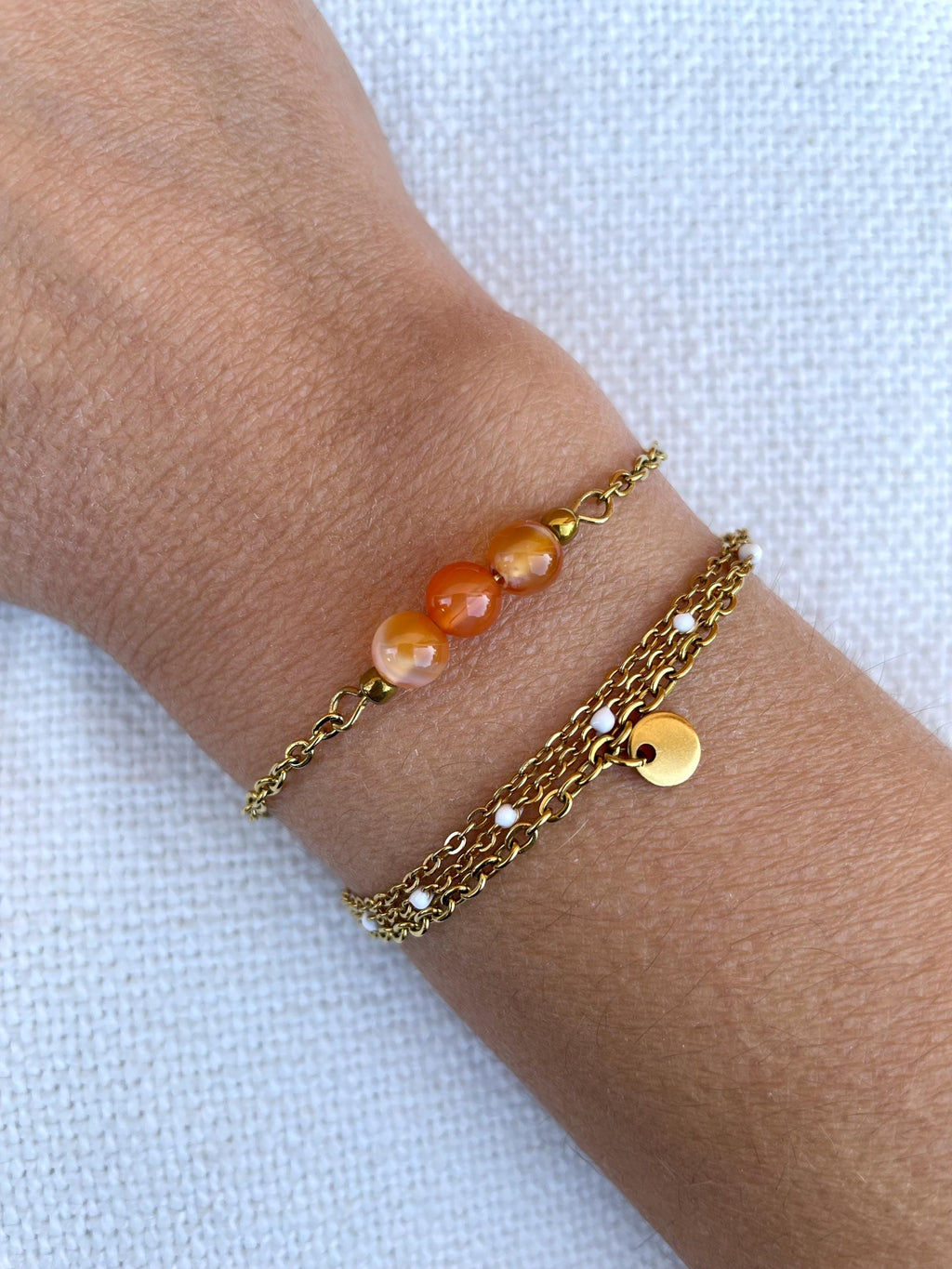 Bracelet Cornaline & Acier Doré – 3 Styles au Choix