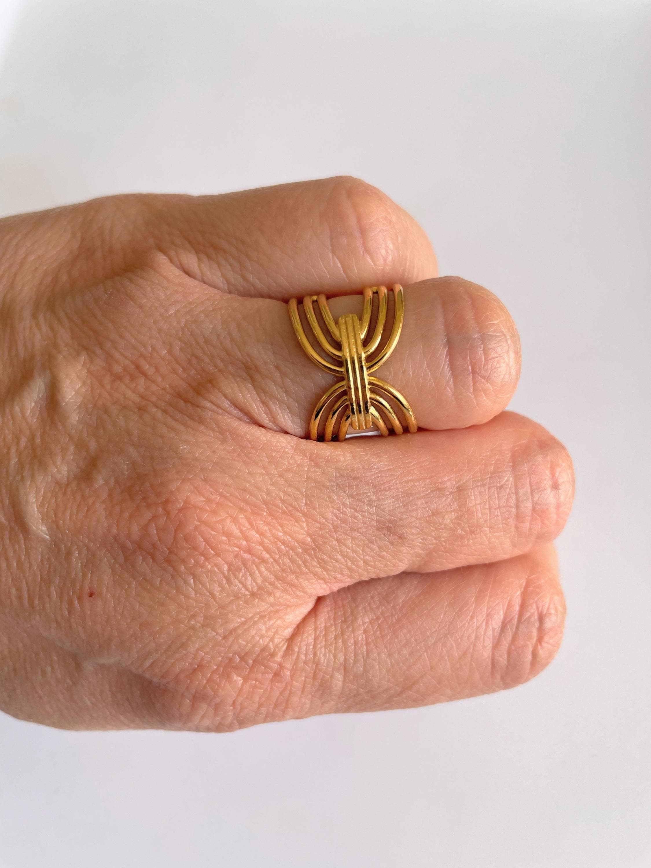 Bague Breloque Ajustable Dorée – Acier Inoxydable