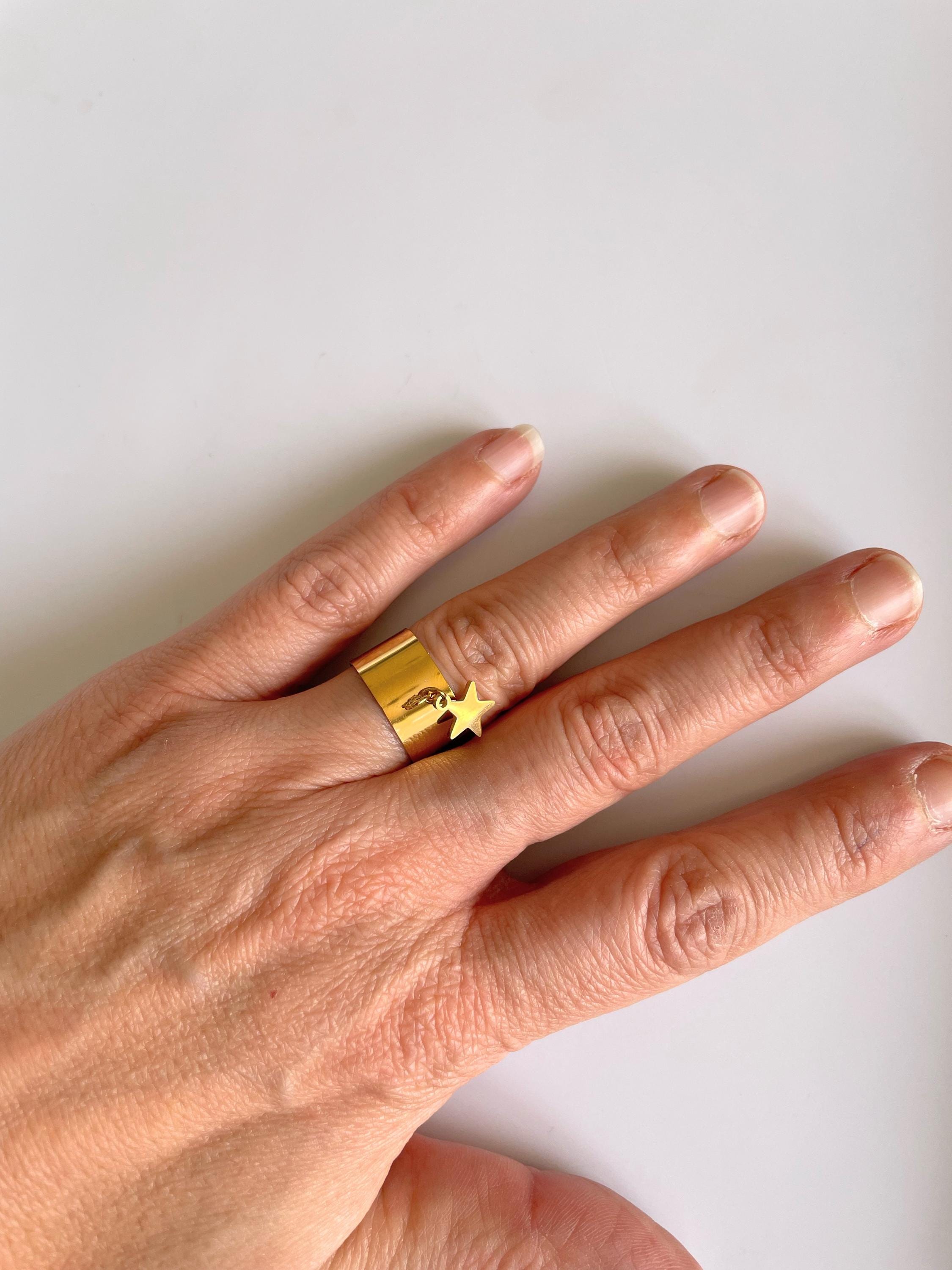 Bague Breloque Ajustable Dorée – Acier Inoxydable