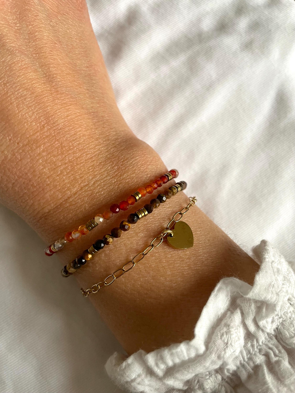 Bracelet Cornaline & Acier Doré – 3 Styles au Choix