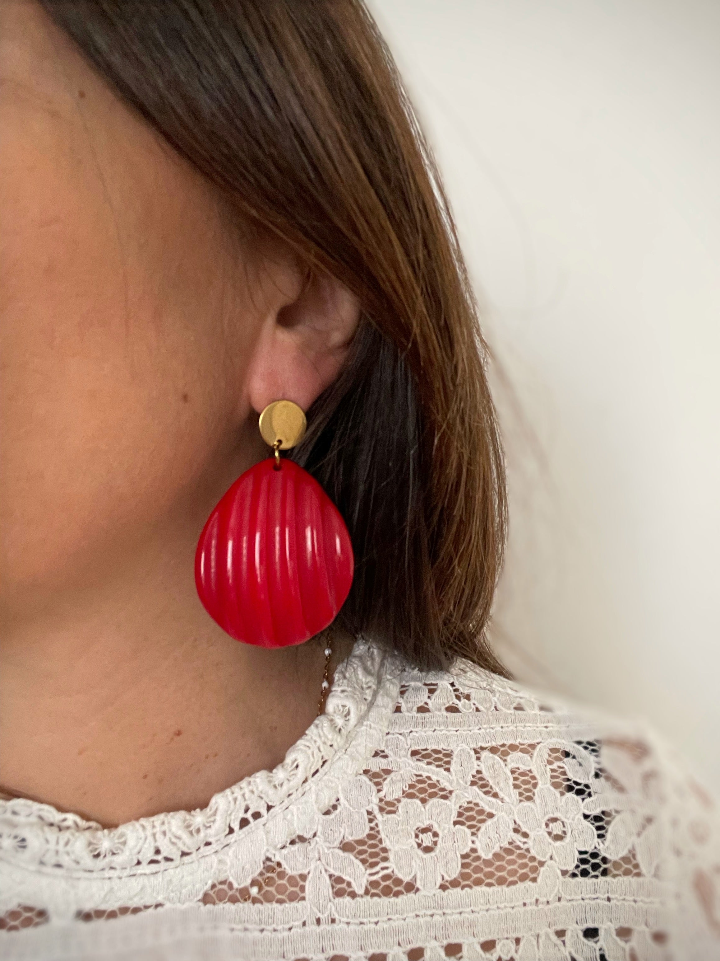 Boucles d'Oreilles Coquillage Pendantes en Acier Inoxydable Doré - 3 coloris
