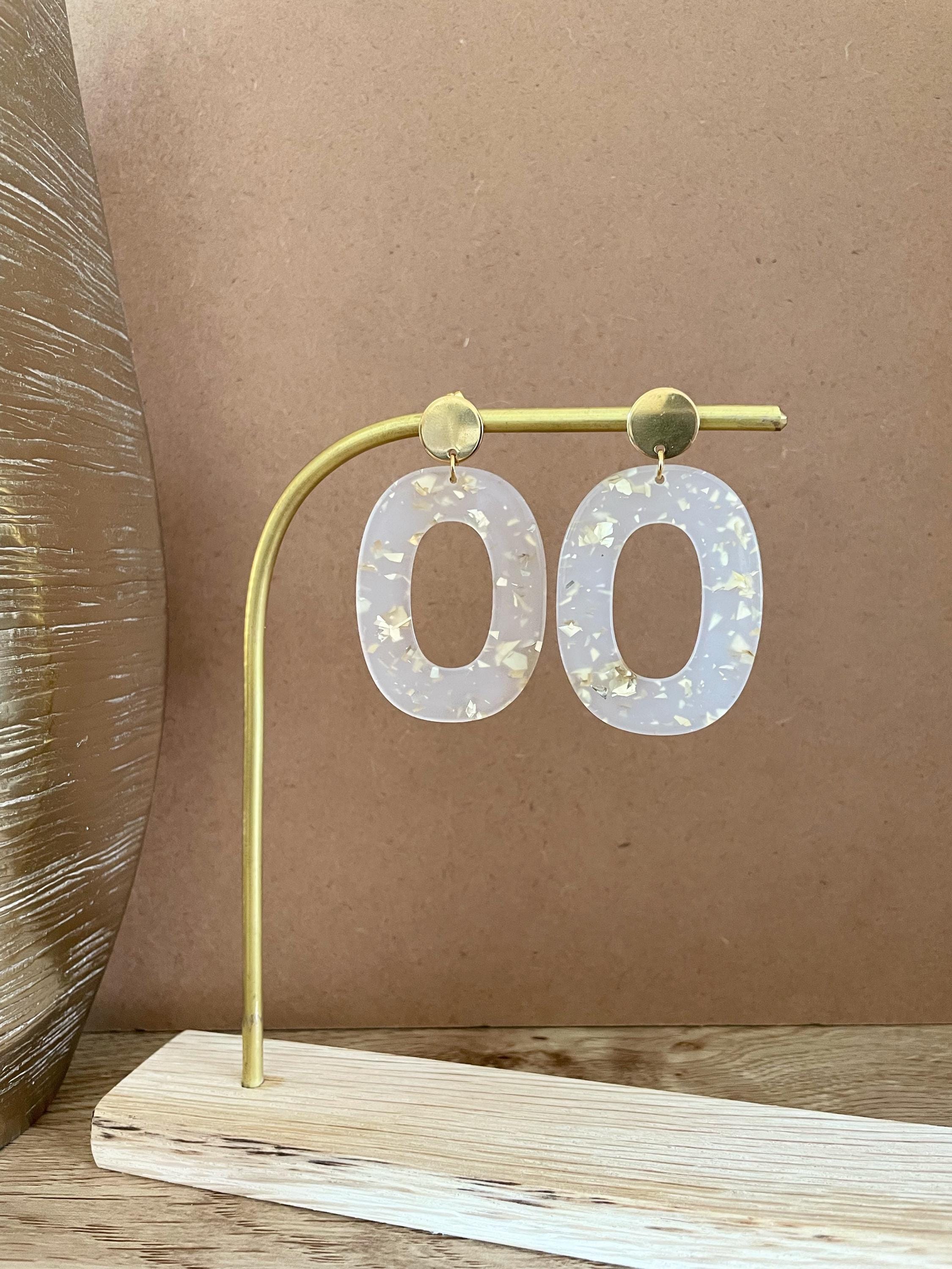 Boucles grandes pailletées dorées et transparentes