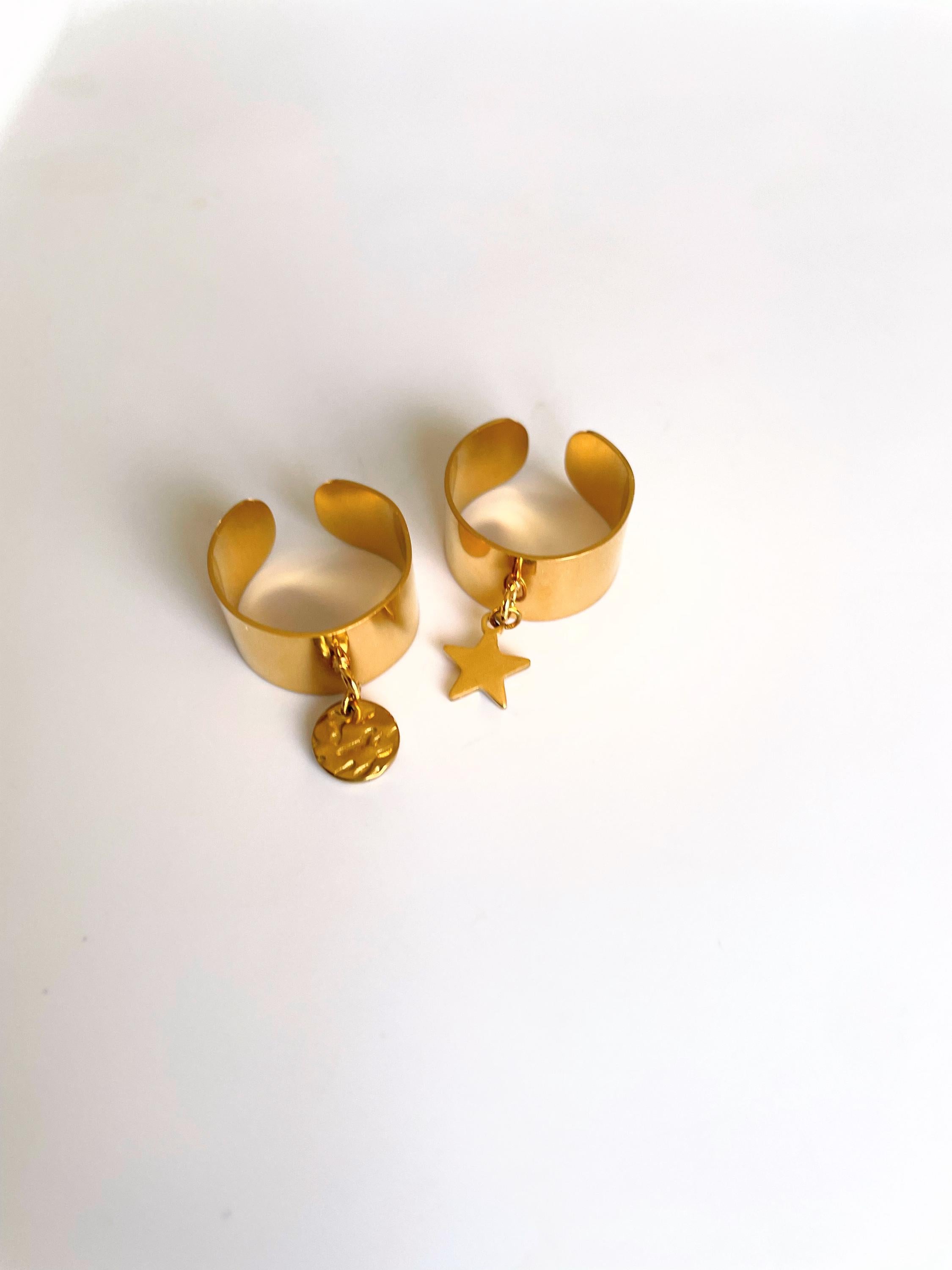 Bague Breloque Ajustable Dorée – Acier Inoxydable