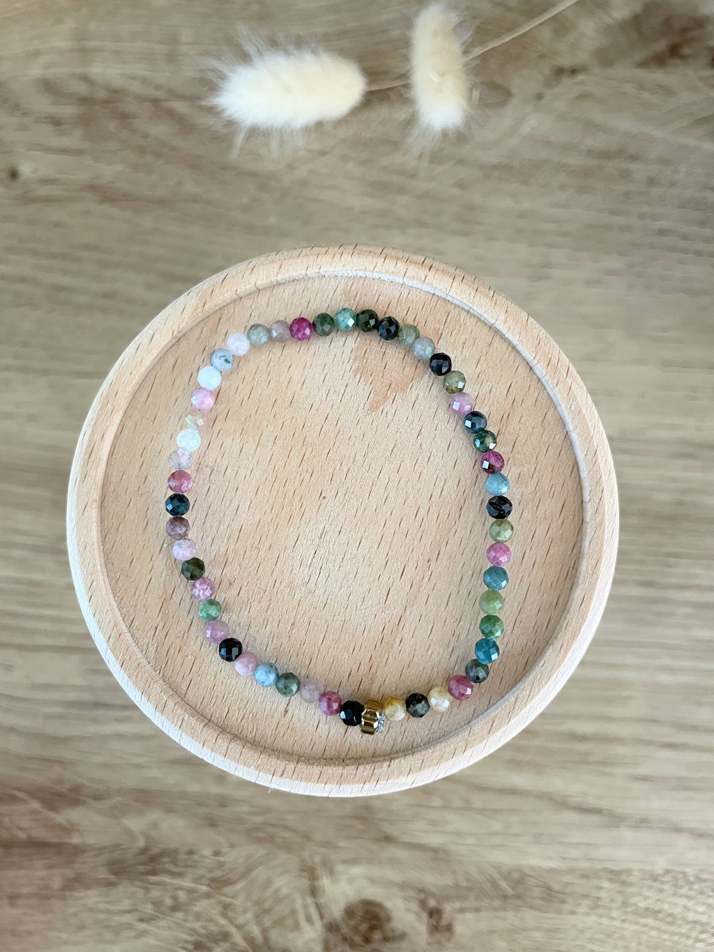 Bracelet multicolore pierre tourmaline Hématites – Acier Inoxydable Doré – 2 Styles au Choix