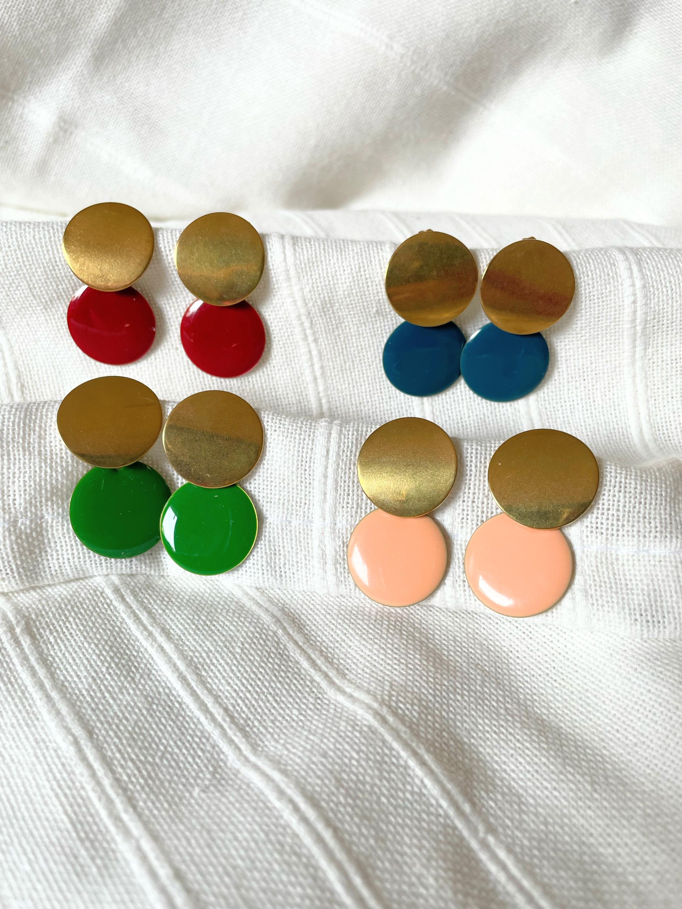 Boucles d'Oreilles Pendantes Rondes en Acier Inoxydable Doré - 4 couleurs au choix