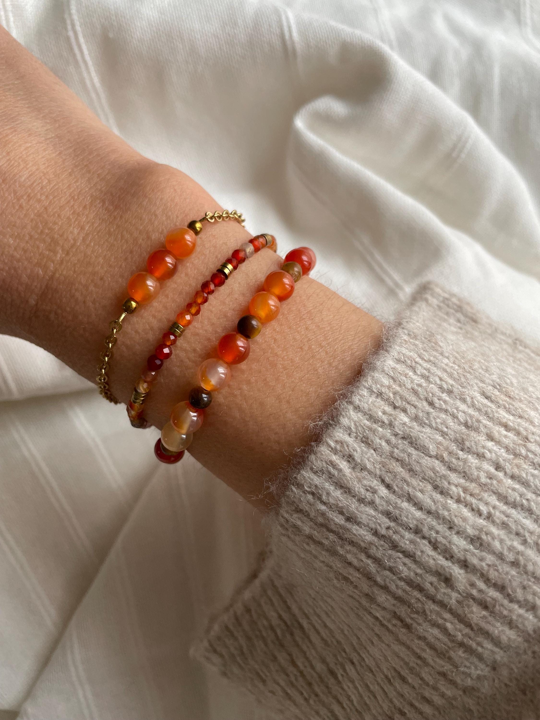 Bracelet Cornaline & Acier Doré – 3 Styles au Choix