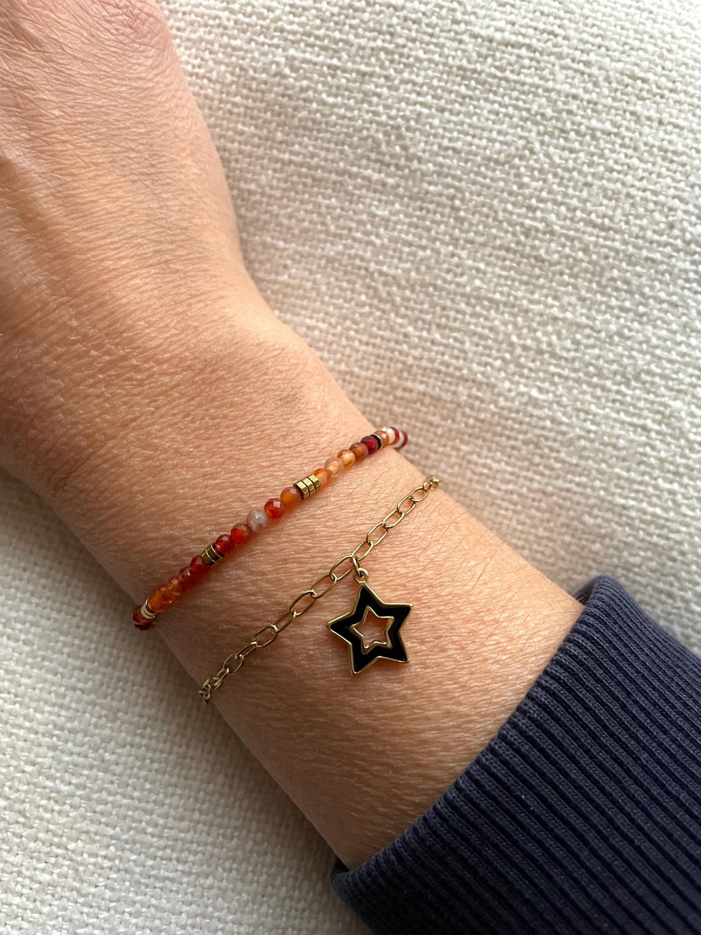 Bracelet Cornaline & Acier Doré – 3 Styles au Choix
