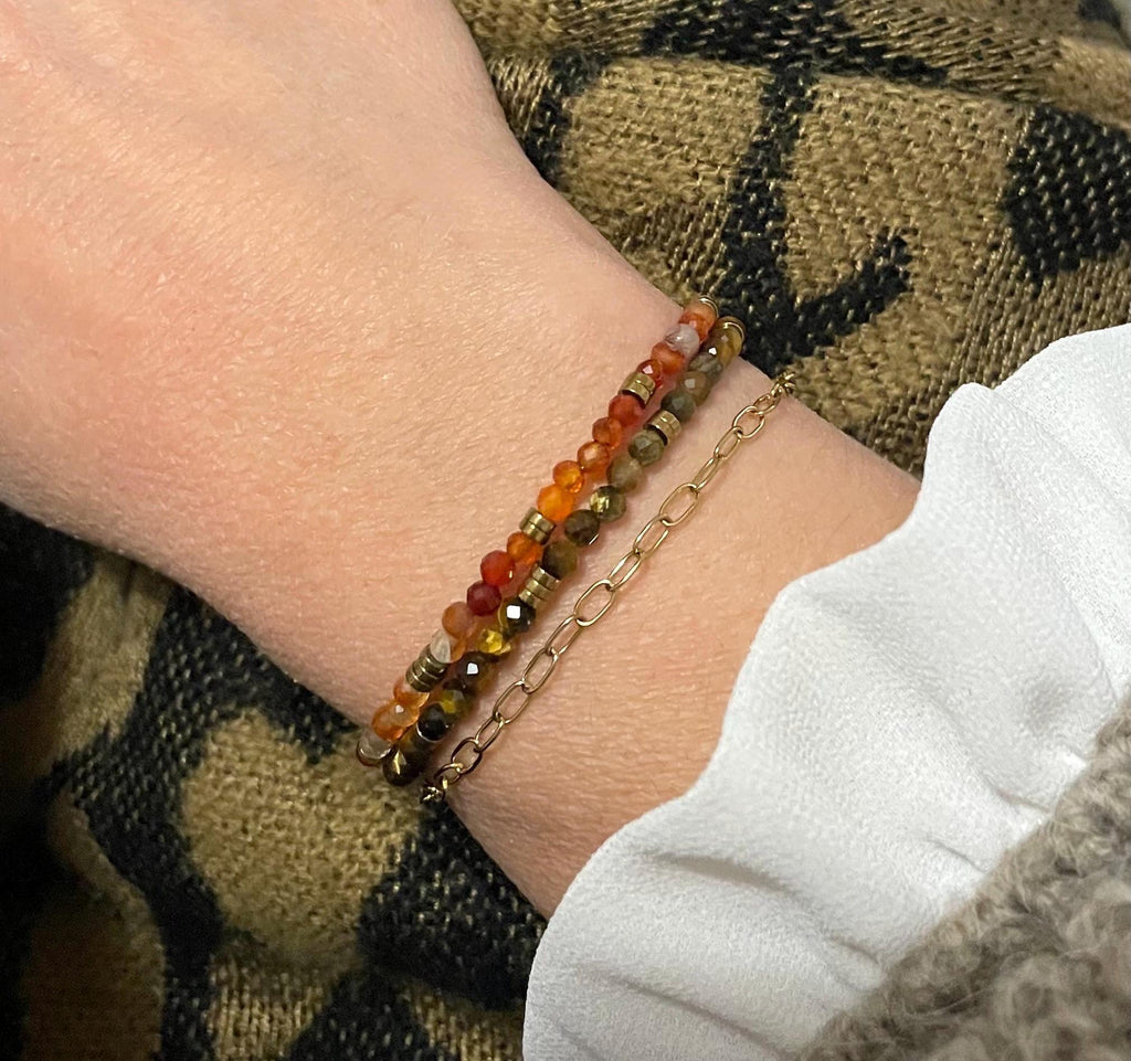 Bracelet Cornaline & Acier Doré – 3 Styles au Choix