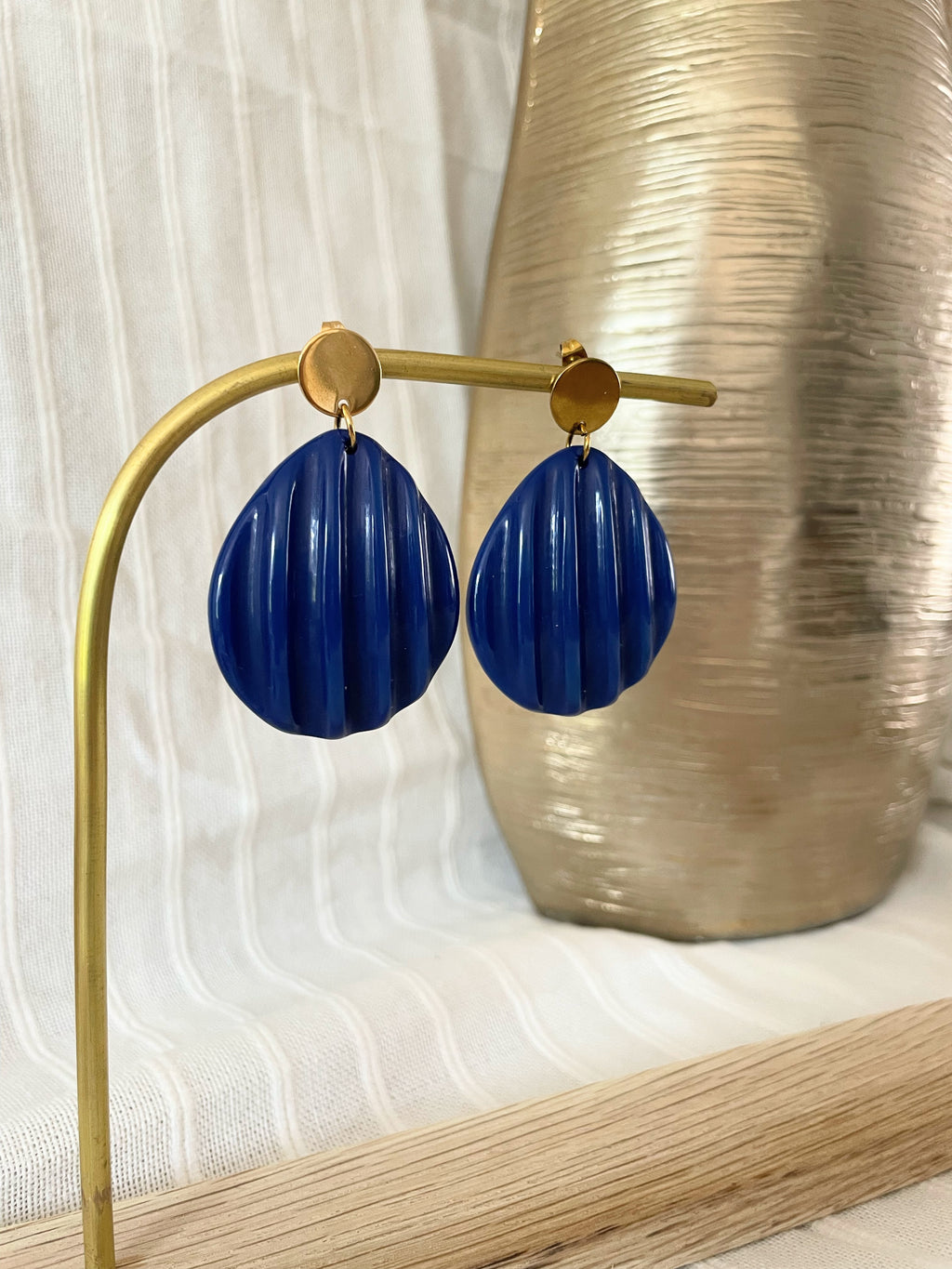 Boucles d'Oreilles Coquillage Pendantes en Acier Inoxydable Doré - 3 coloris