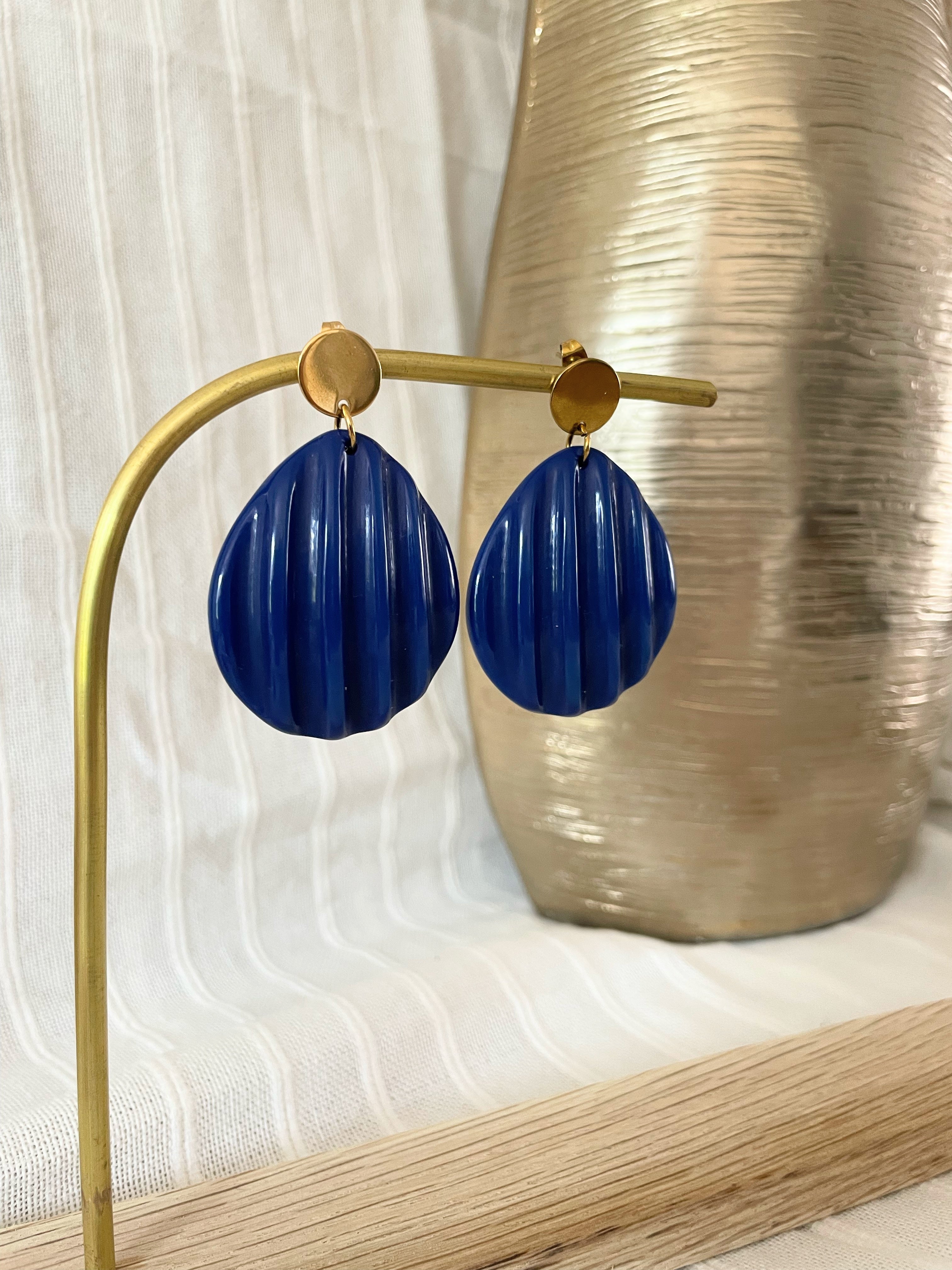 Boucles d'Oreilles Coquillage Pendantes en Acier Inoxydable Doré - 3 coloris