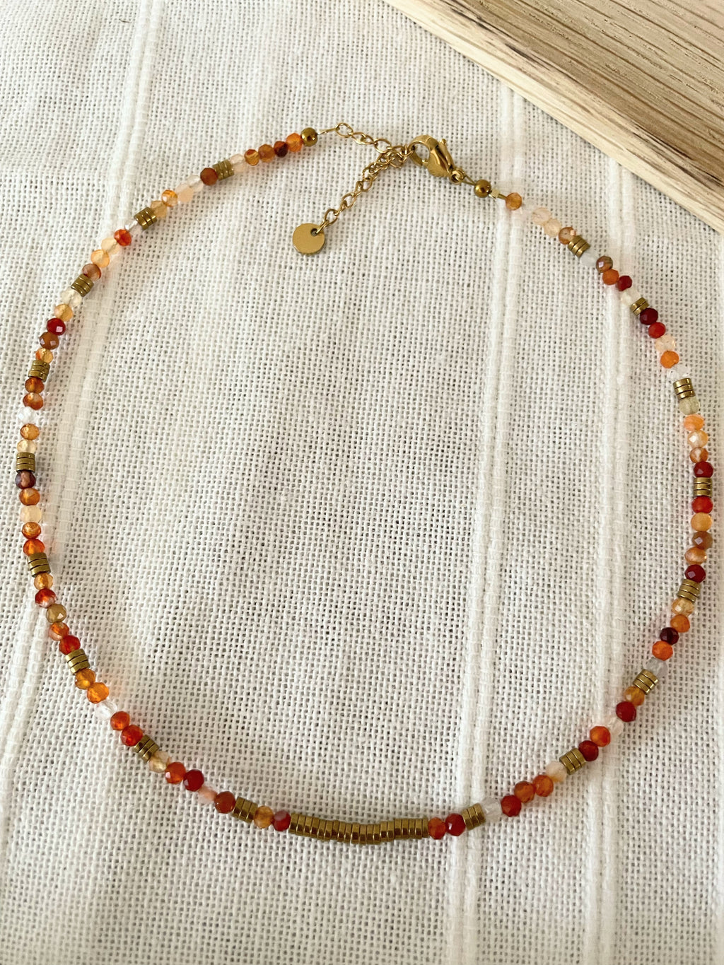 Collier Ras de Cou en Pierres Naturelles Cornalines Orange