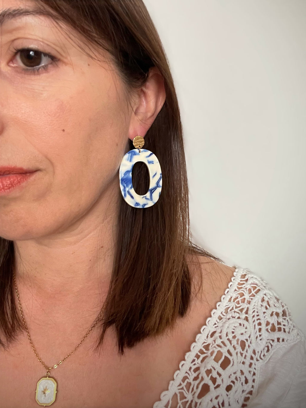 Grandes Boucles Ovales Orange ou Bleues
