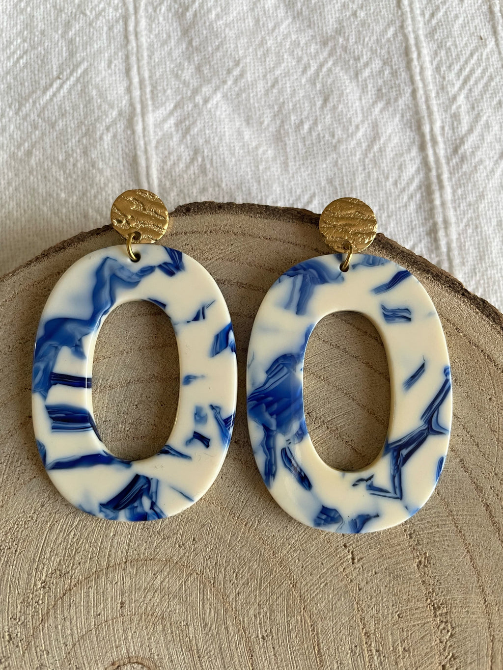 Grandes Boucles Ovales Orange ou Bleues