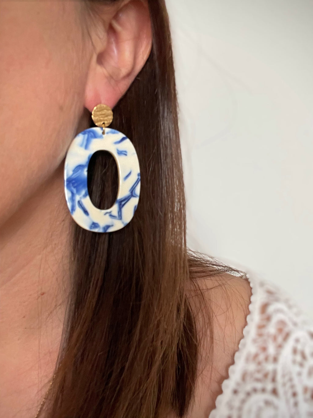 Grandes Boucles Ovales Orange ou Bleues