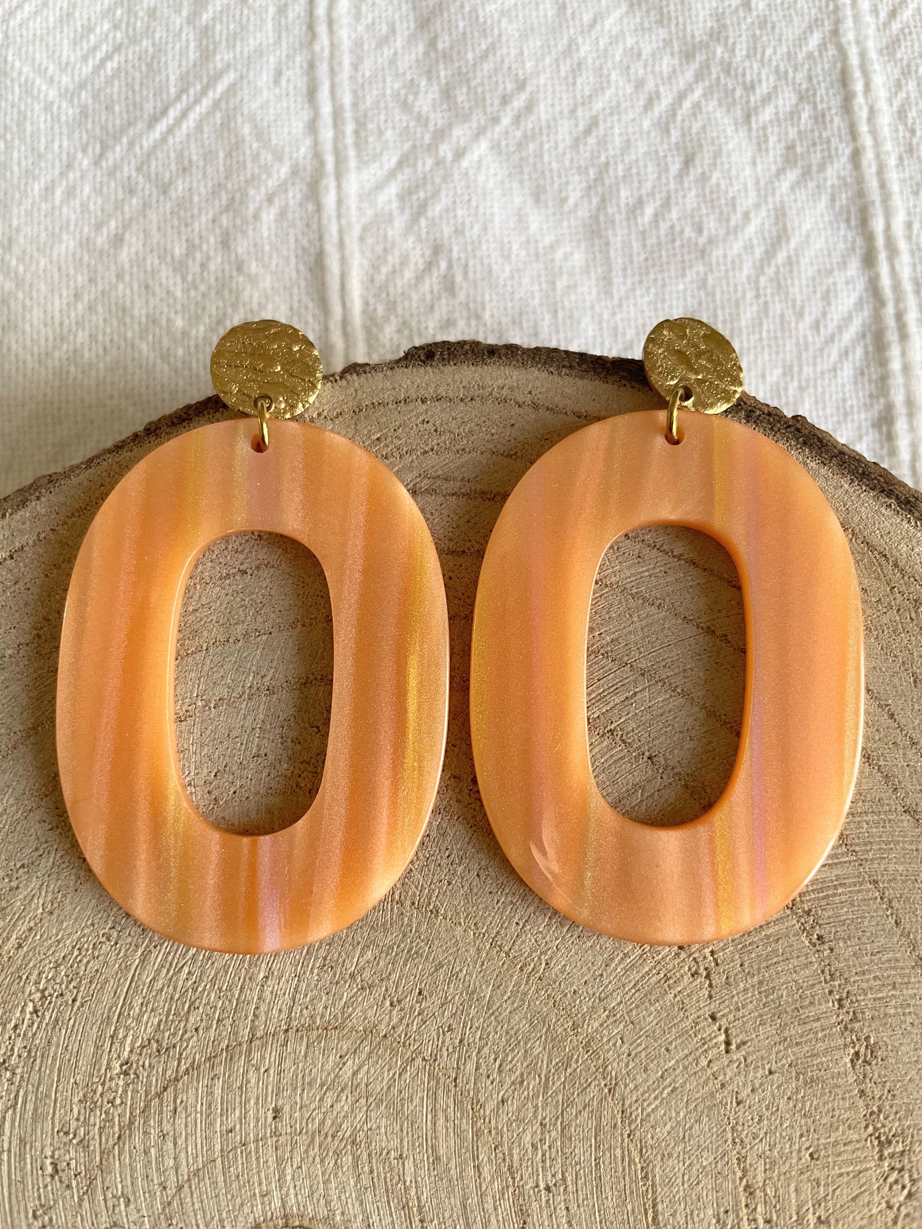 Grandes Boucles Ovales Orange ou Bleues