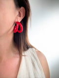 Créoles Double Fil en Résine Rouge – 36mm