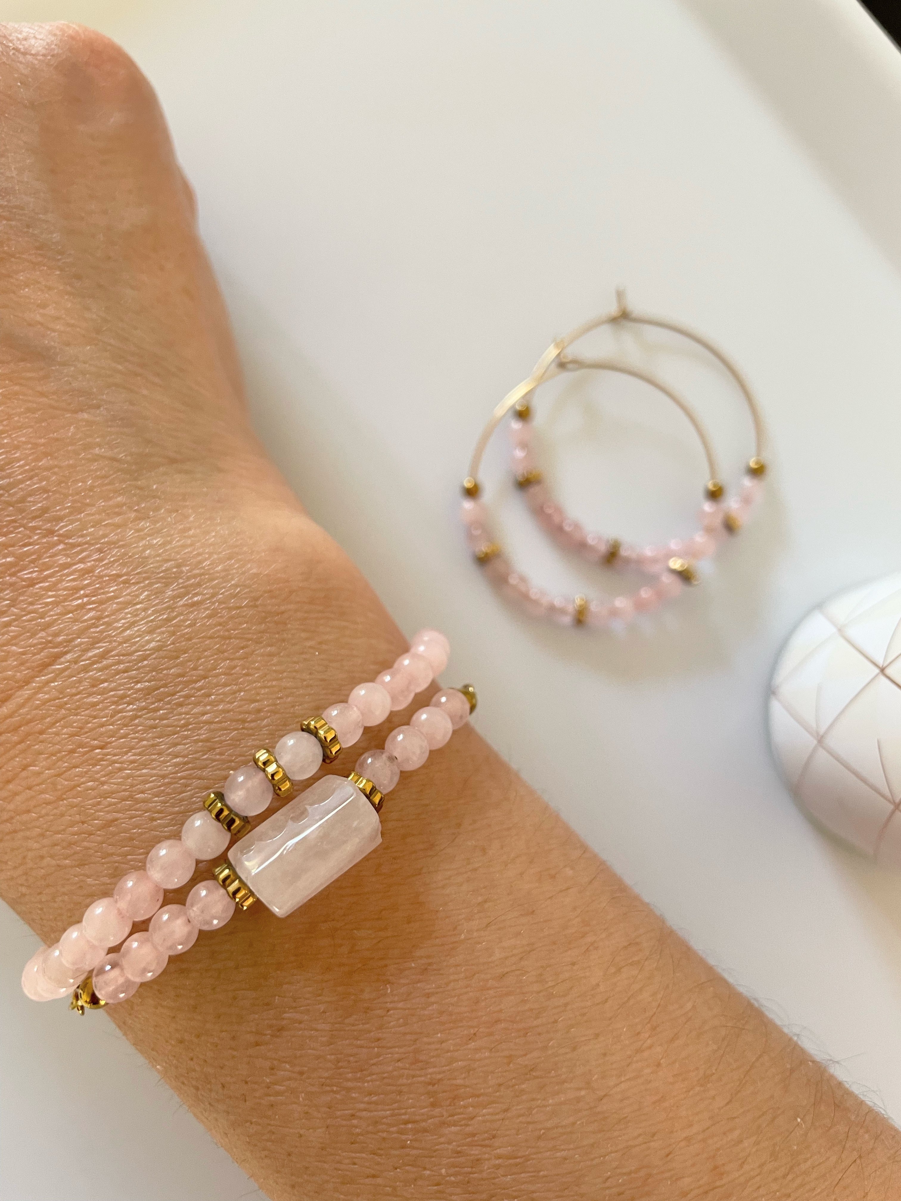 Bracelet Quartz Rose – Acier Inoxydable Doré – 2 Styles au Choix