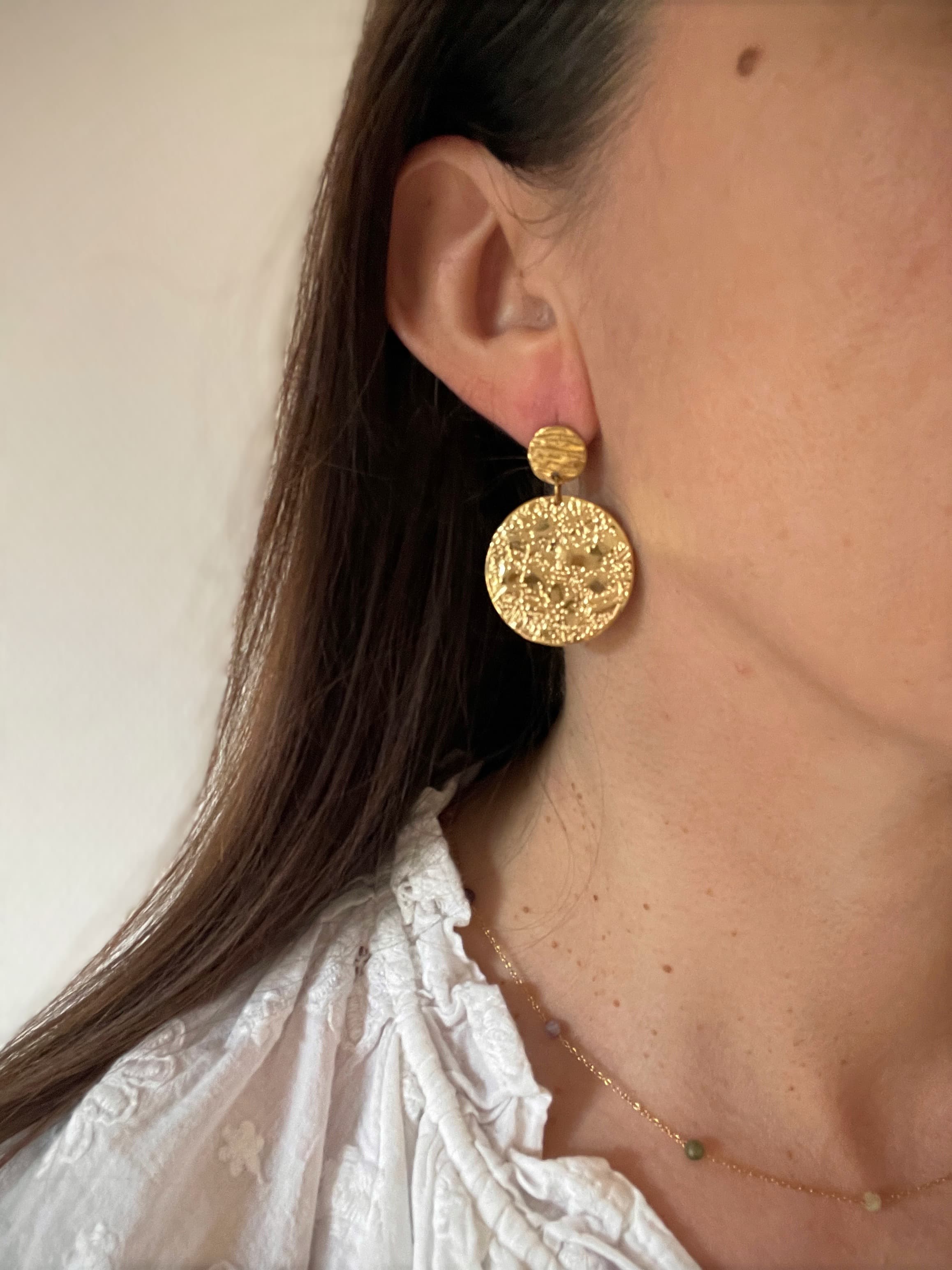 Boucles d'Oreilles Cercle Acier Inoxydable doré