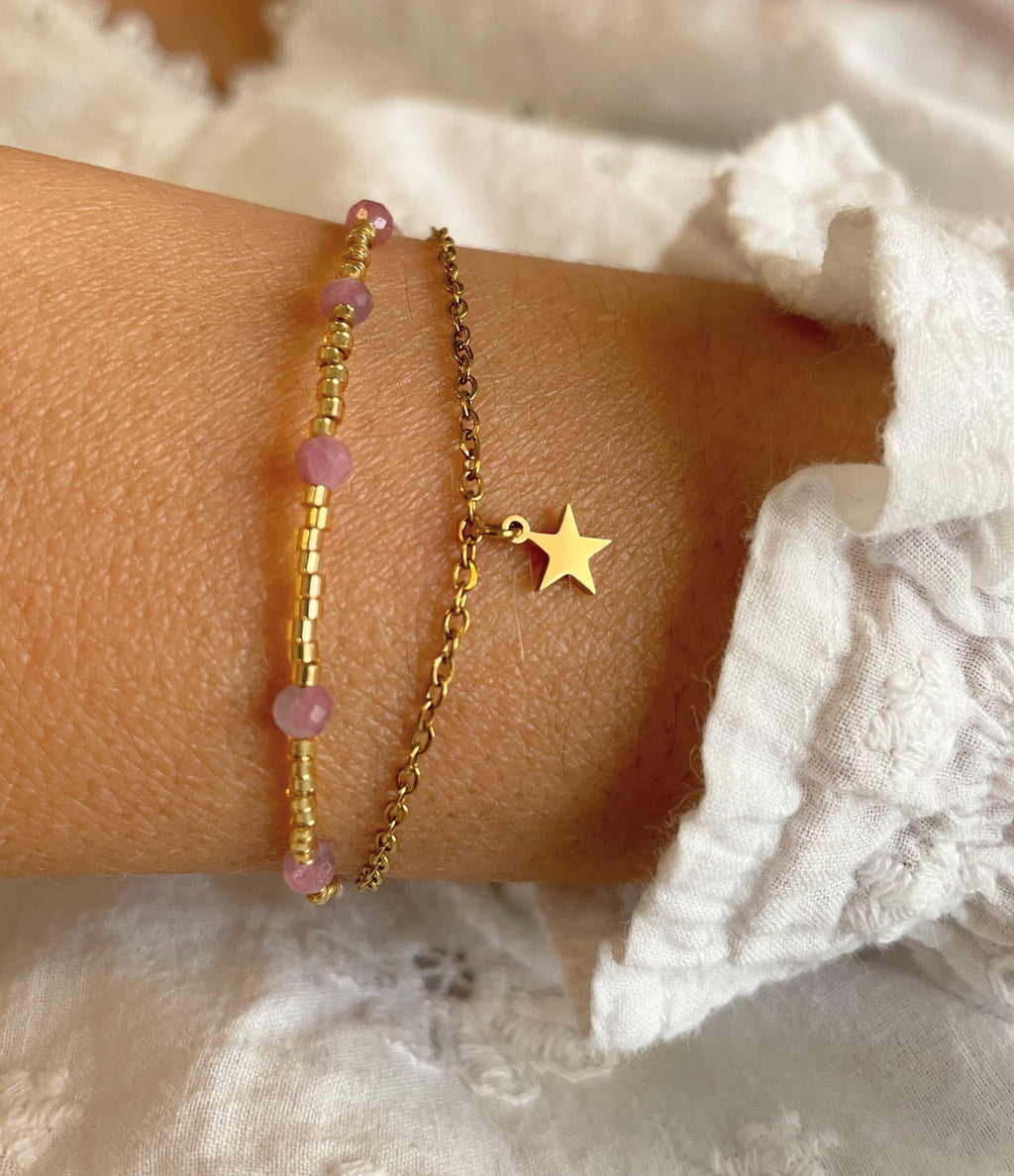bracelet fin doré rose