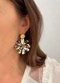 Boucles d'Oreilles fleur écru et marron – Résine & Acier Inoxydable