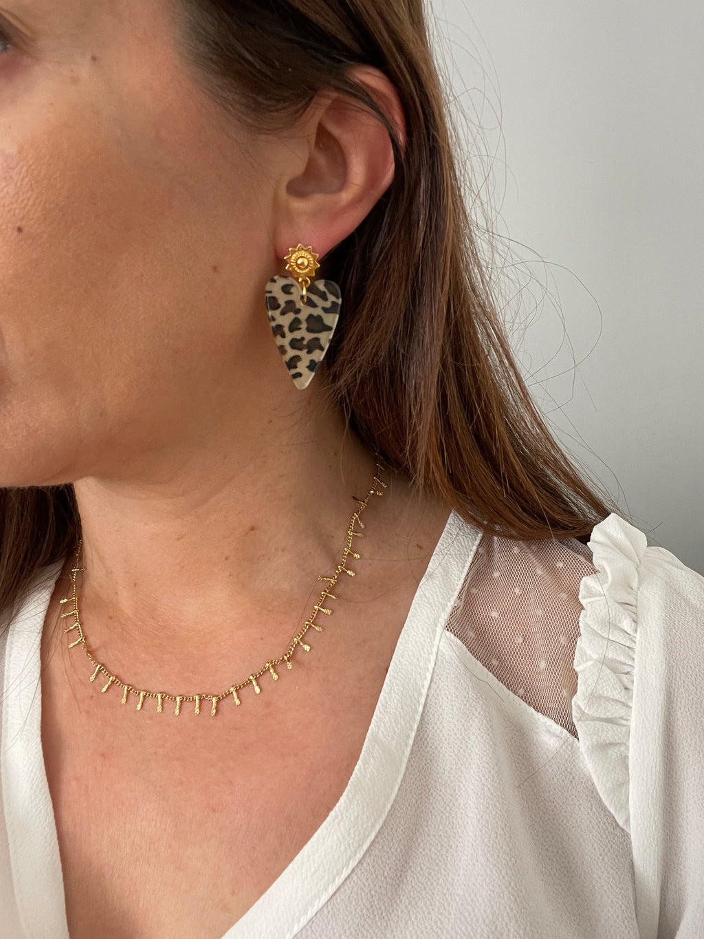Boucles d'oreilles Cœurs léopard – Acier Inoxydable Doré