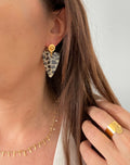 Boucle coeur leopard fermoir soleil acier inoxydable doré
