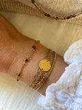 Bracelet en pierres naturelles et chaîne en acier inoxydable doré
