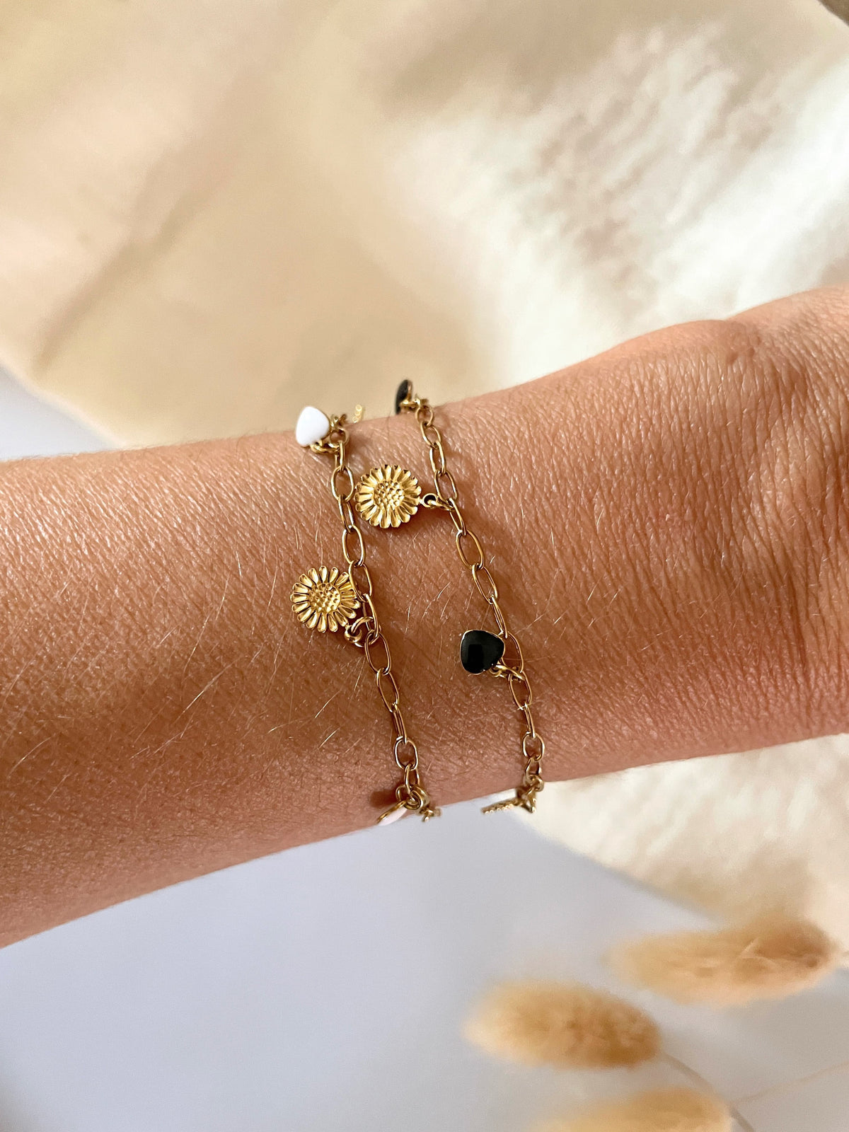Bracelet Fin à Breloques colorées – Acier Inoxydable Doré