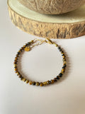 Bracelet Oeil de Tigre & hématites dorées en perles naturelles