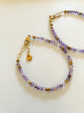 Bracelet Améthyste & Hématites Dorées | Perles Naturelles | Acier Inoxydable