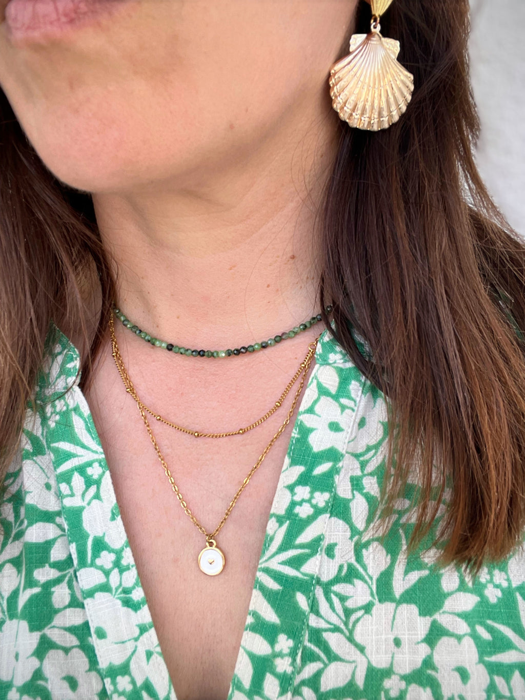 Collier Double Fin en Acier Inoxydable Doré